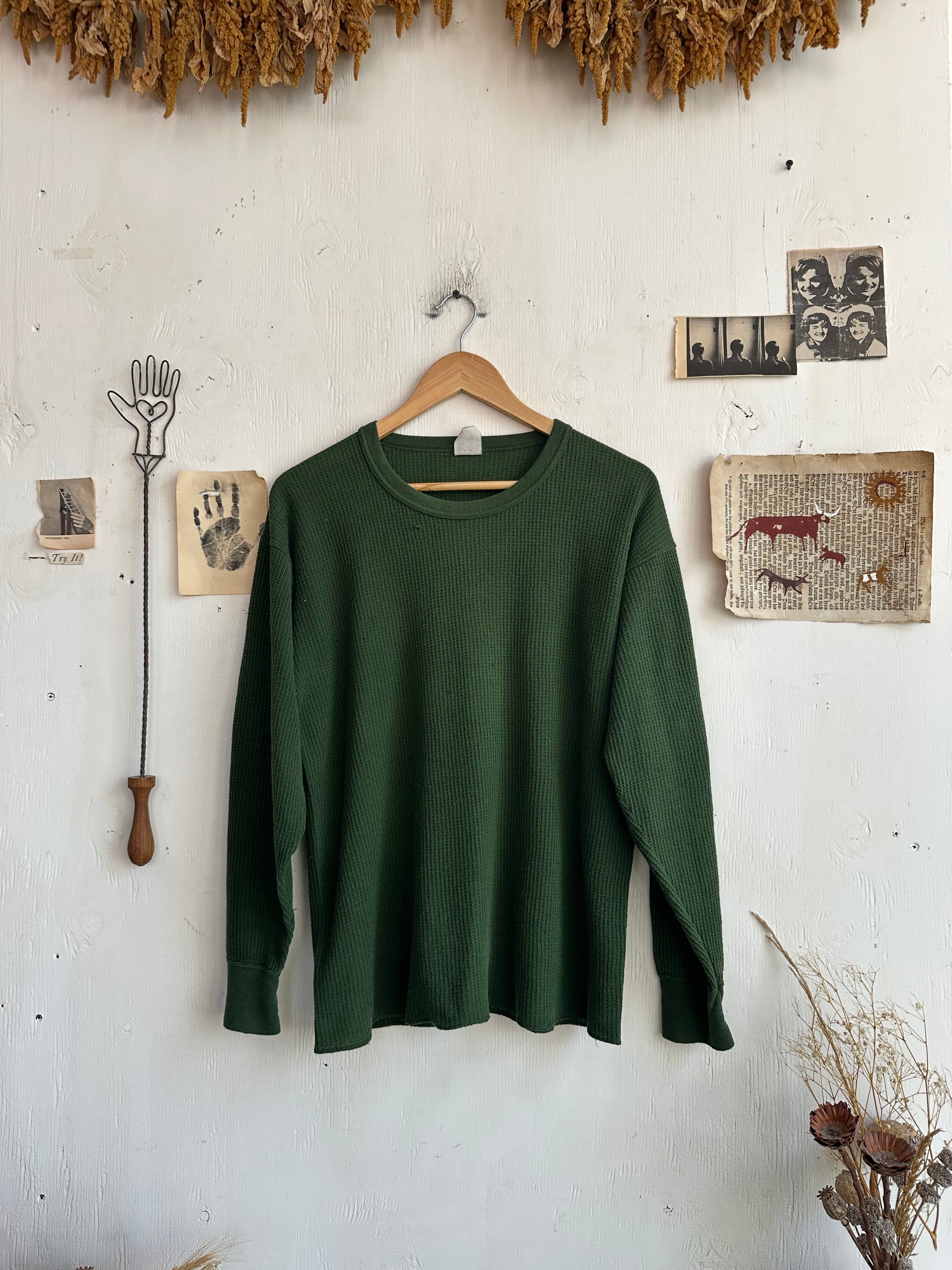 1980s Well Worn Forest Green Thermal