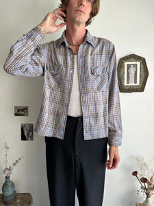 1970s Paper Thin Plaid Shirt (Boxy M)