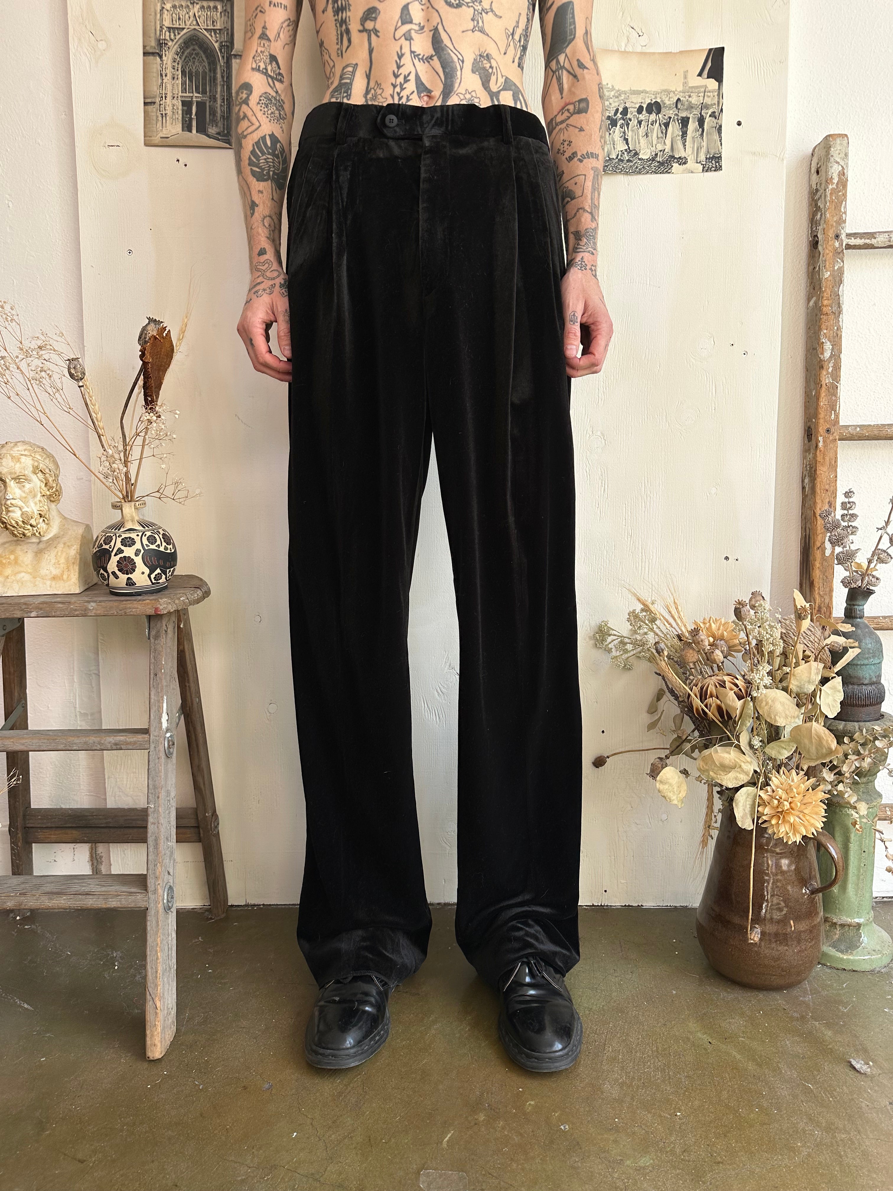 1980s Baggy Velvet Pleated Trousers (32/36)