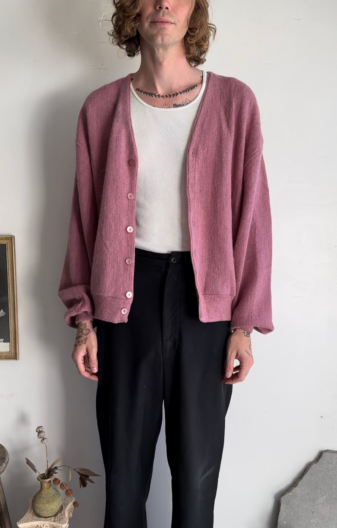 1980s Pink Cardigan (Boxy M)