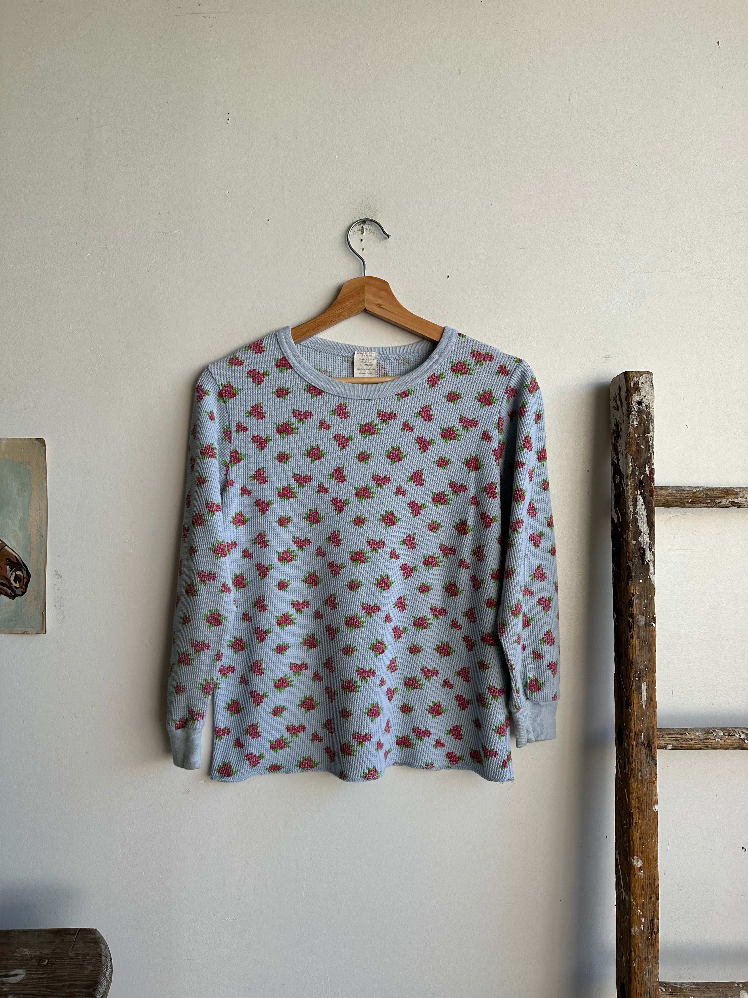 1980s Light Blue Floral Thermal (M)