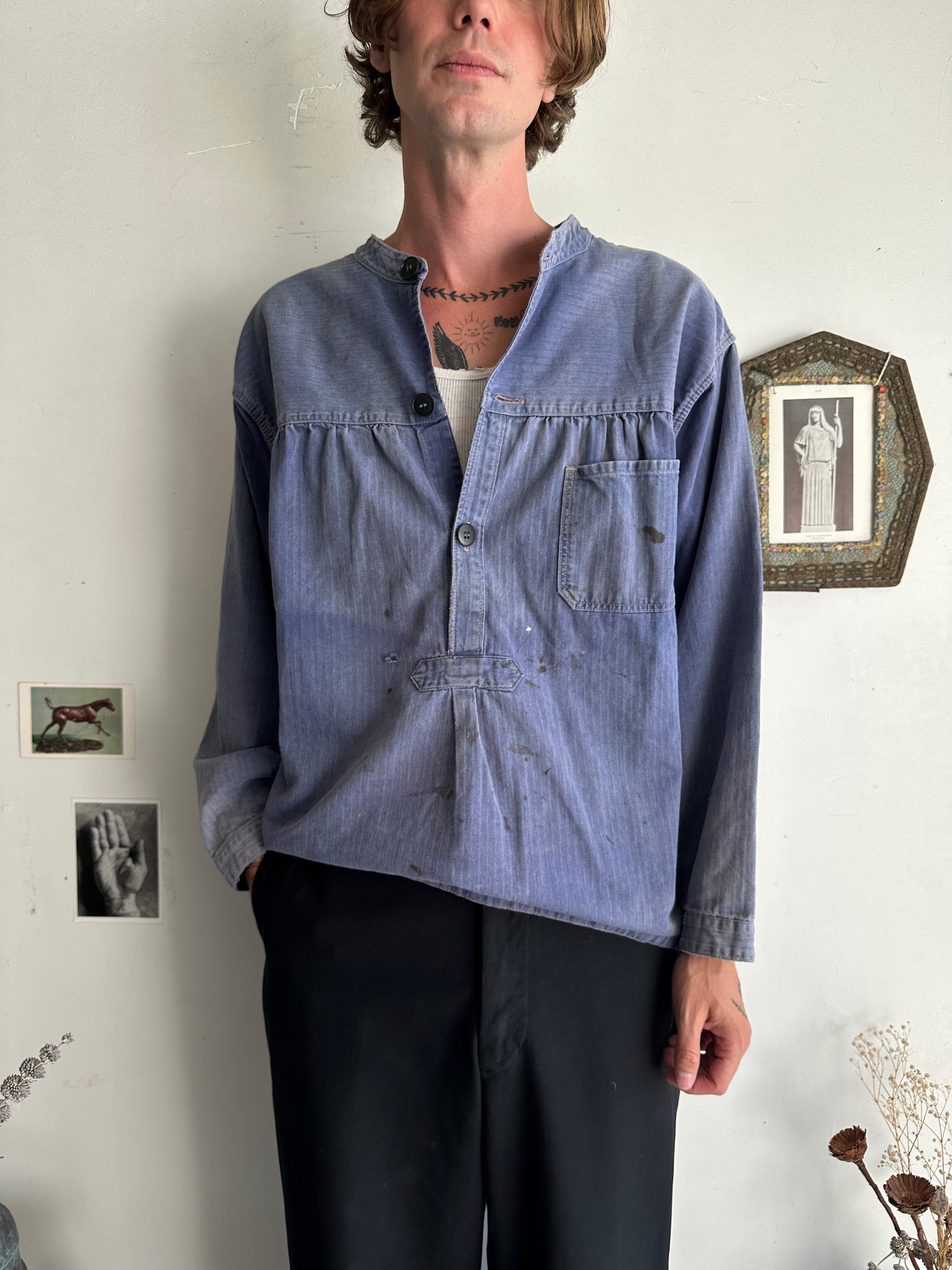 1970s Faded Mandarin Collar Chore Jacket (L/XL)