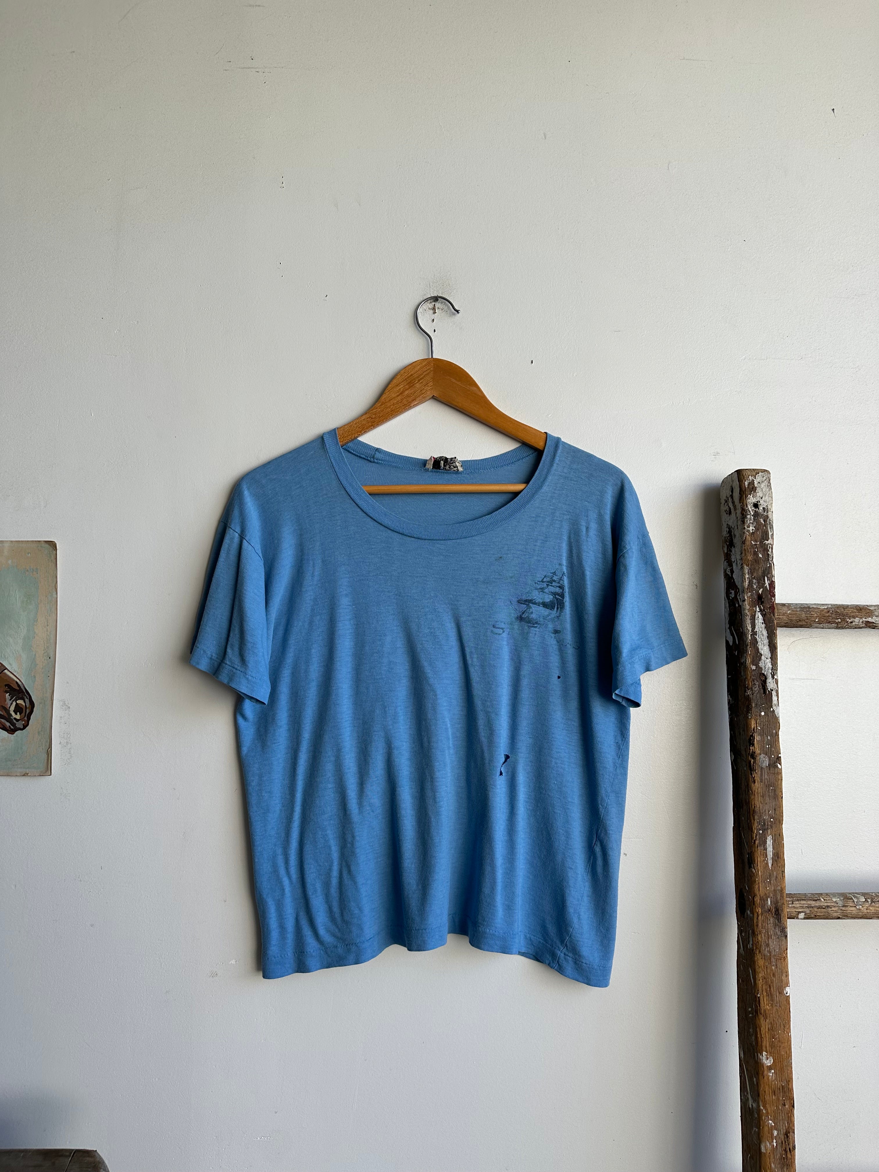 1980s Faded Ship T-Shirt (Boxy M)