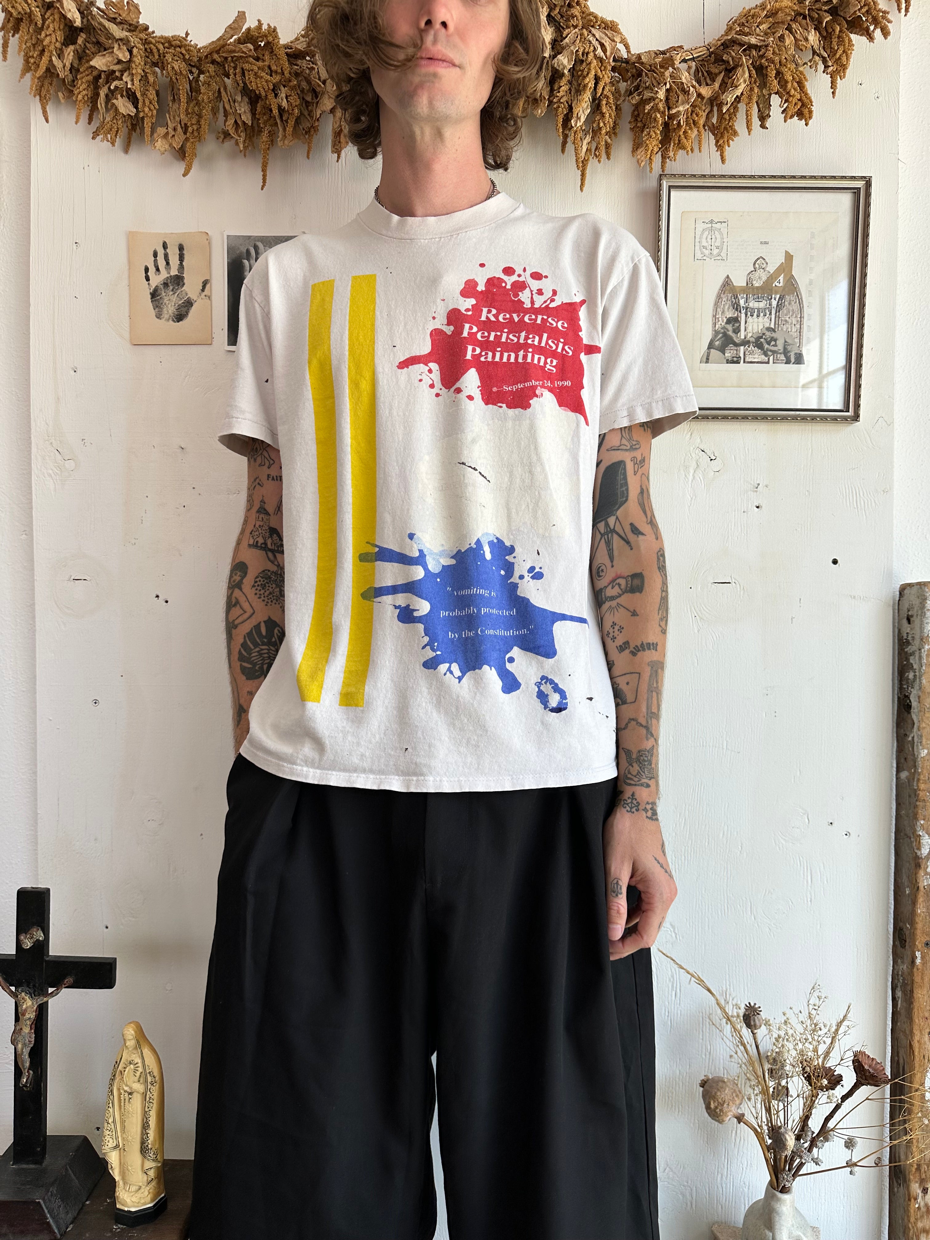 1990 Reverse Peristalsis (Puke) Painting Tee (Boxy M/L)