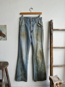 1970s Thrashed Put-On Flared Jeans (30 x 32)