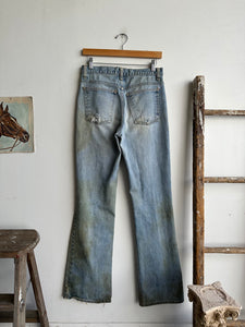 1970s Thrashed Put-On Flared Jeans (30 x 32)