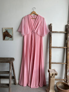 1960s Pleated Pink Dress (M)