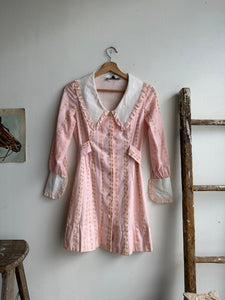 1970s Pink Floral Button Down Mini (XS/S)