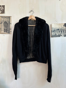 1940s Angora Lace Lined Shaul Cardigan (Boxy M)