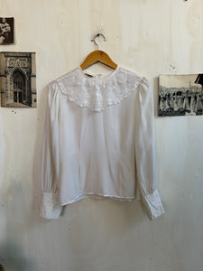 1980s Lace Placket Blouse (M)