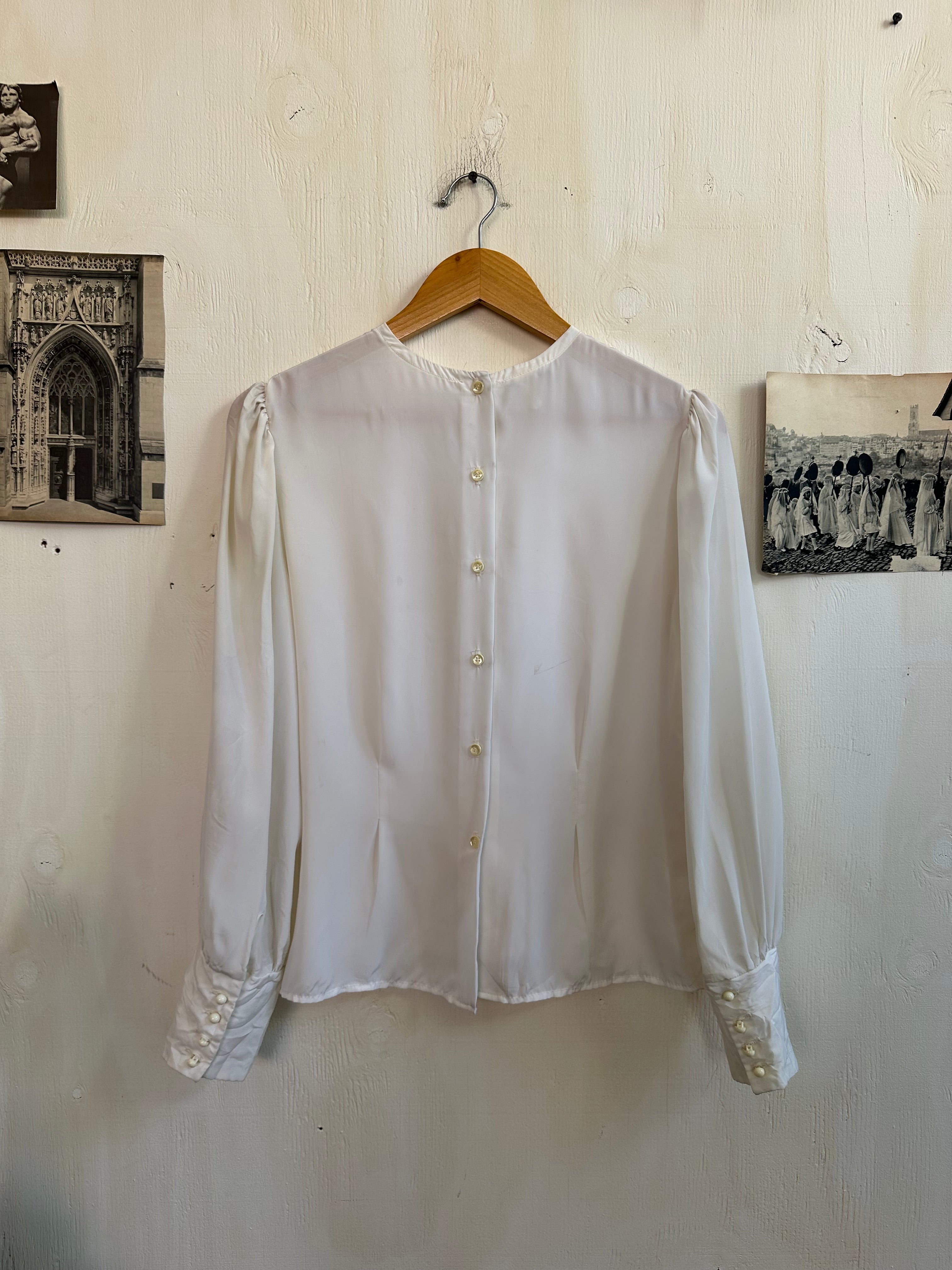 1980s Lace Placket Blouse (M)