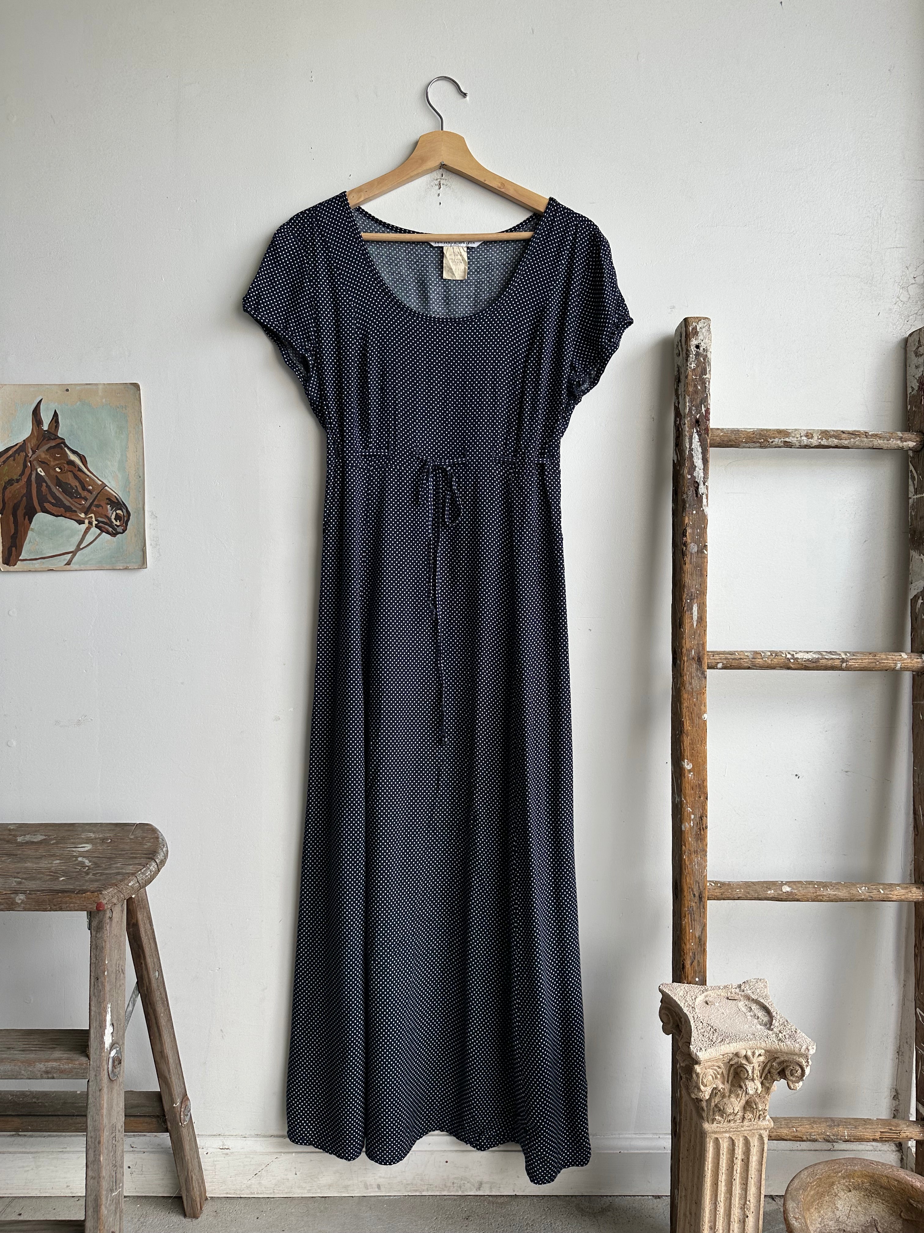 1990s Tie Waist Polka Dot Midi (M)