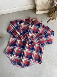 1970s Red and Blue Plaid Flannel (M/L)