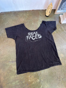 1970s Chopped Neck Real Faces T-Shirt (Boxy M)