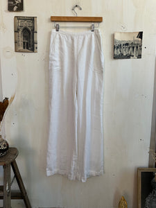 1980s Vintage Armani White Viscose Cotton Pleated Trouser (28/30)