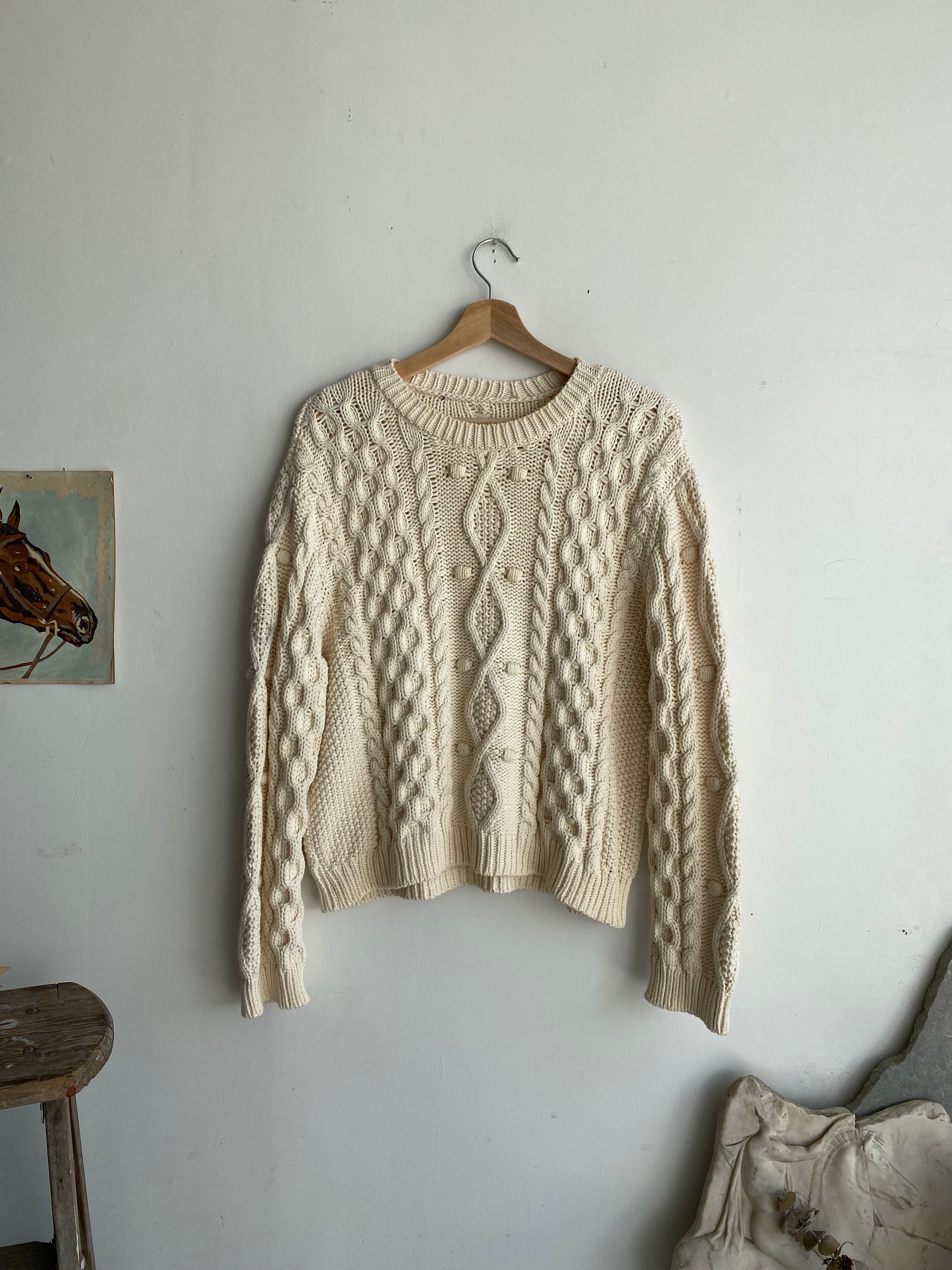 1980s Cable Knit Sweatshirt (Boxy S/M)