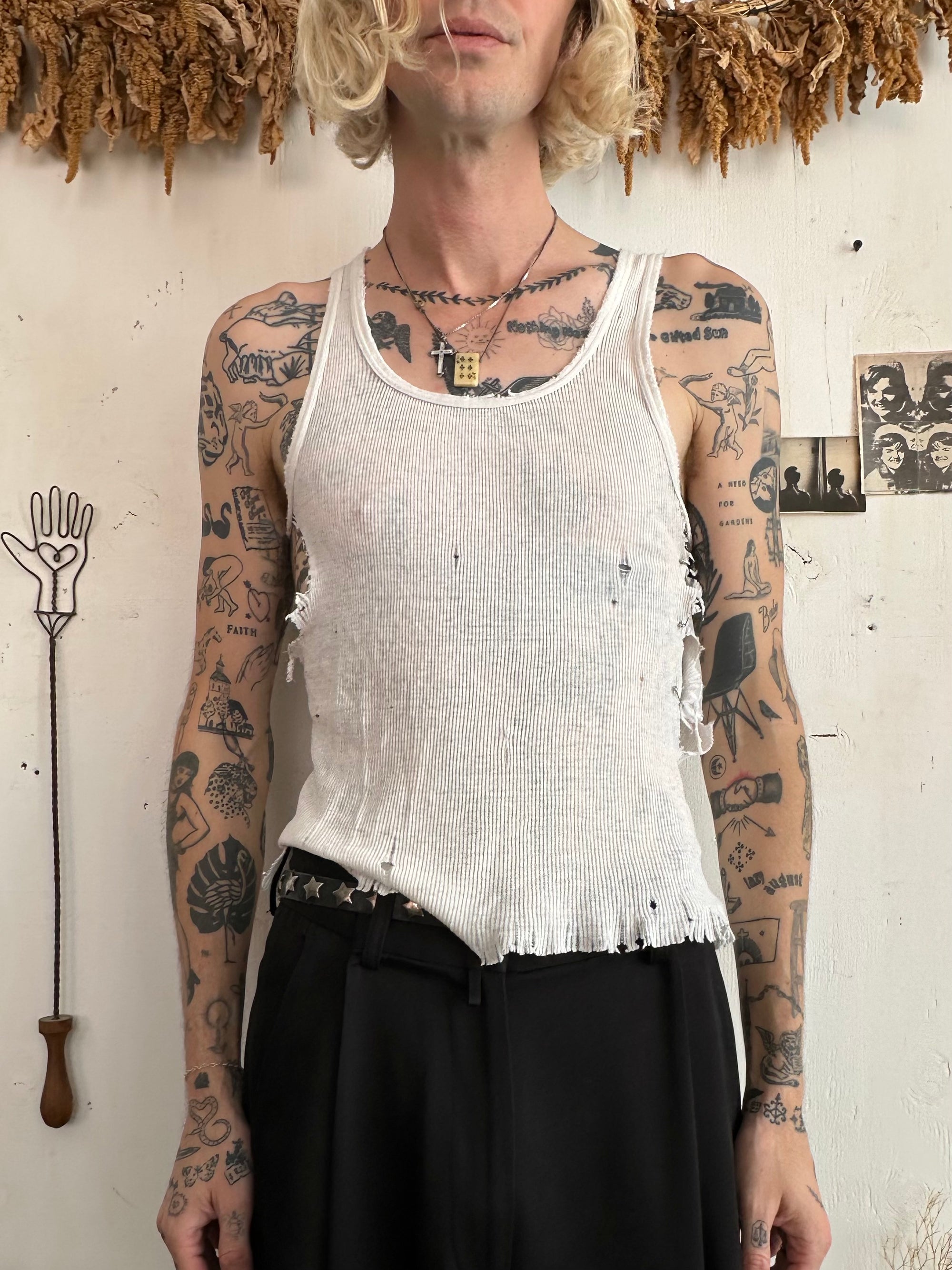 1970s Perfect Thrashed Ribbed Tank Top