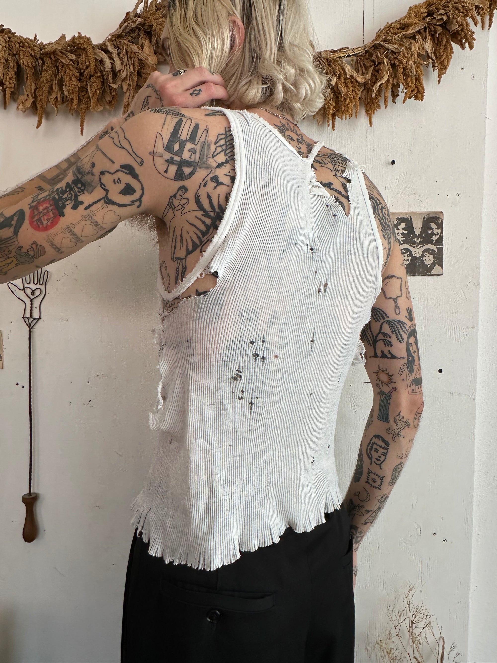 1970s Perfect Thrashed Ribbed Tank Top