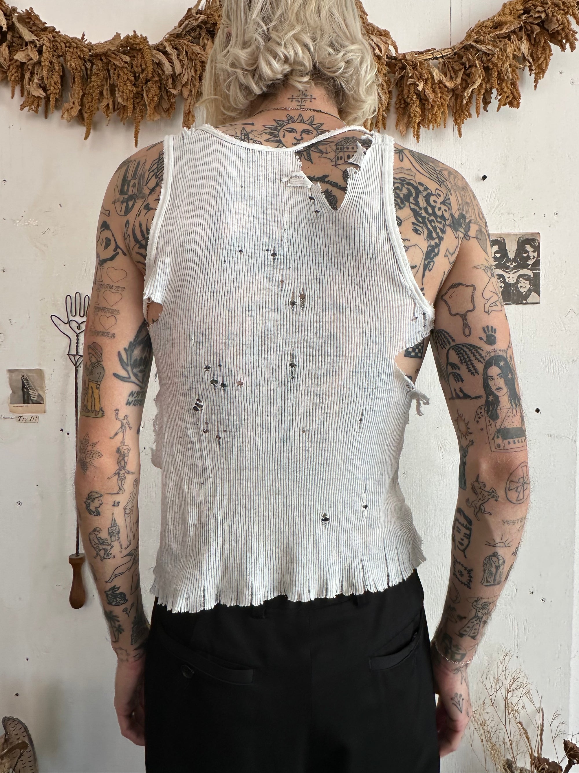 1970s Perfect Thrashed Ribbed Tank Top