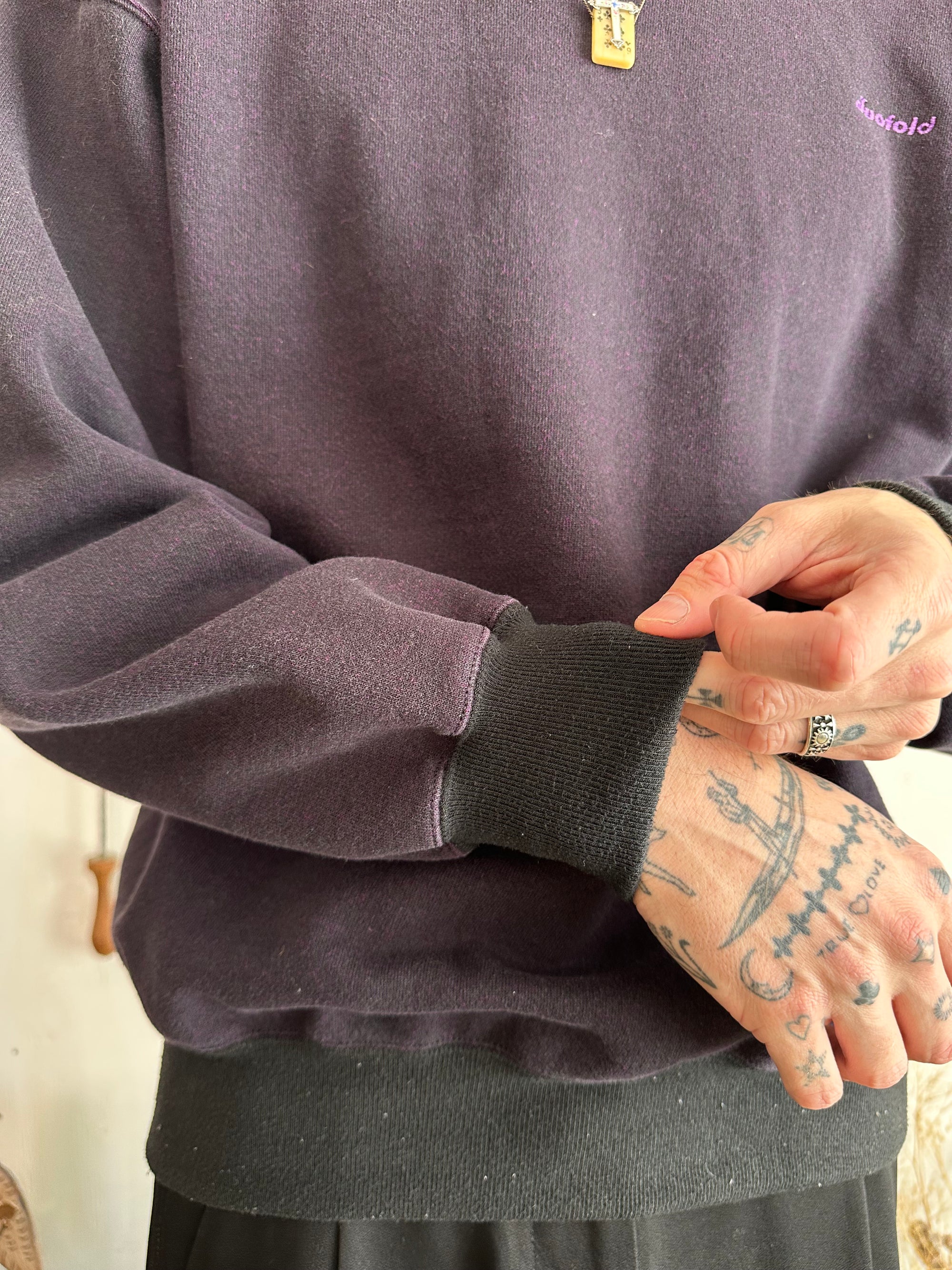 1980s Two-Tone Purple Black Crewneck