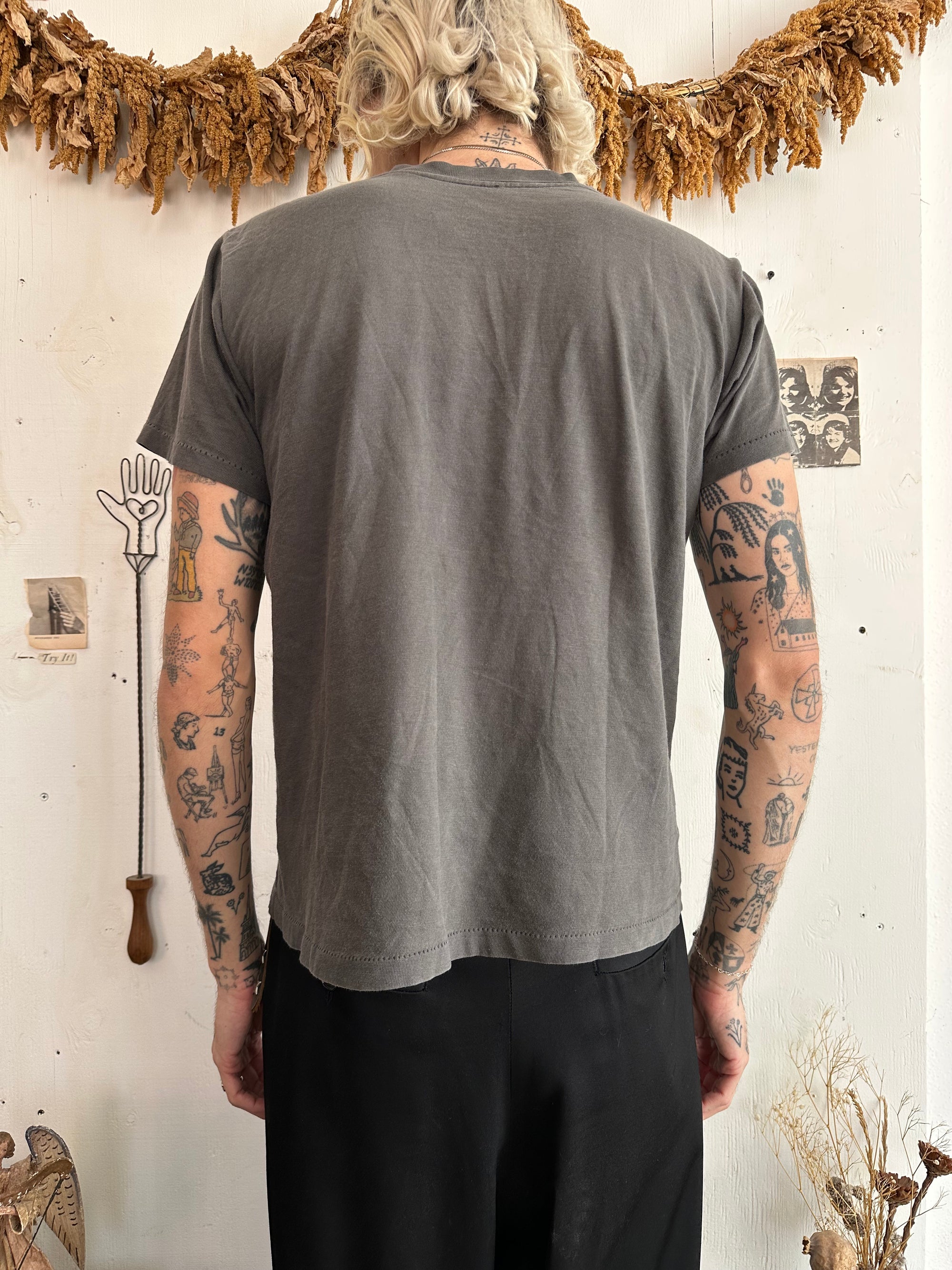 1970s Sunfaded Removed Pocket Black T-Shirt