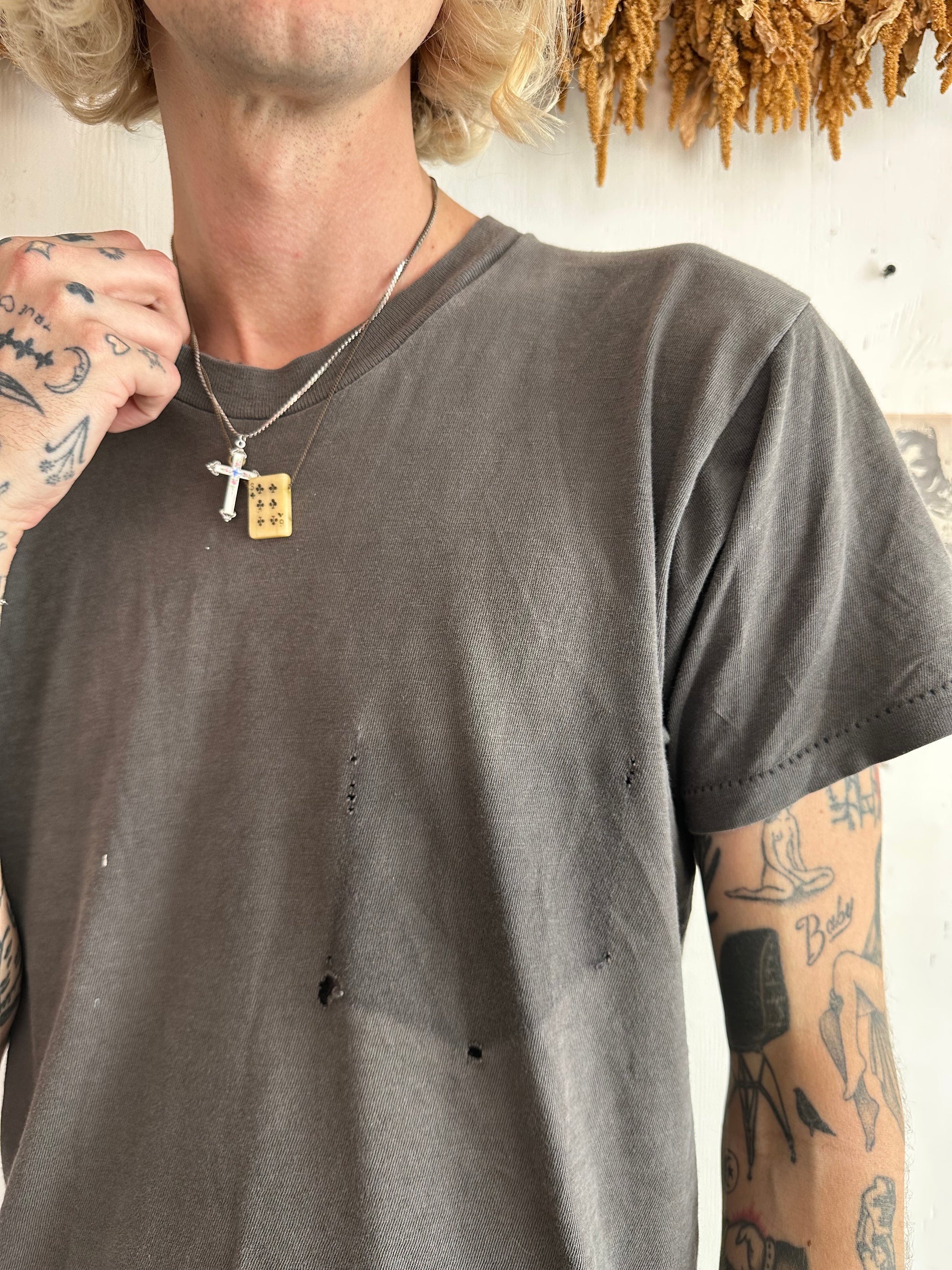 1970s Sunfaded Removed Pocket Black T-Shirt