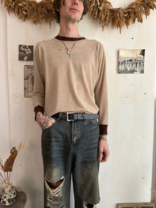 1970s Paper Thin Brown Long Sleeve (Boxy S/M)