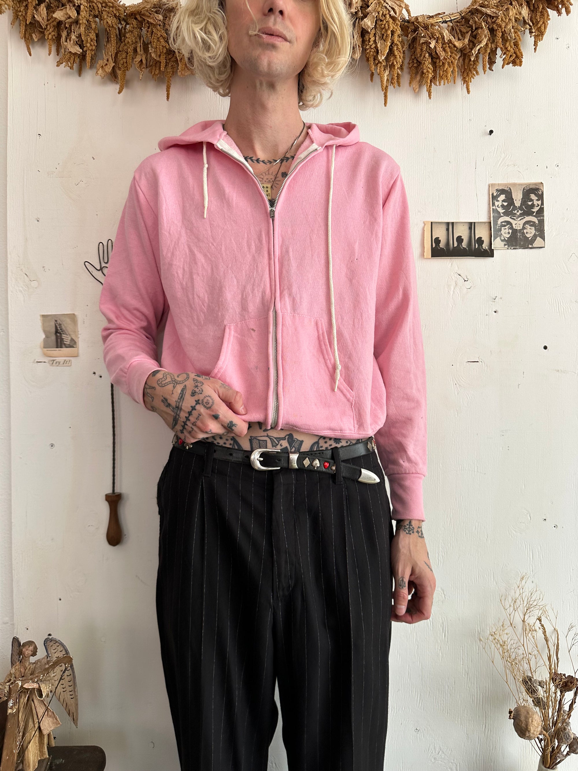 1990s Well Worn Pink Zip Up