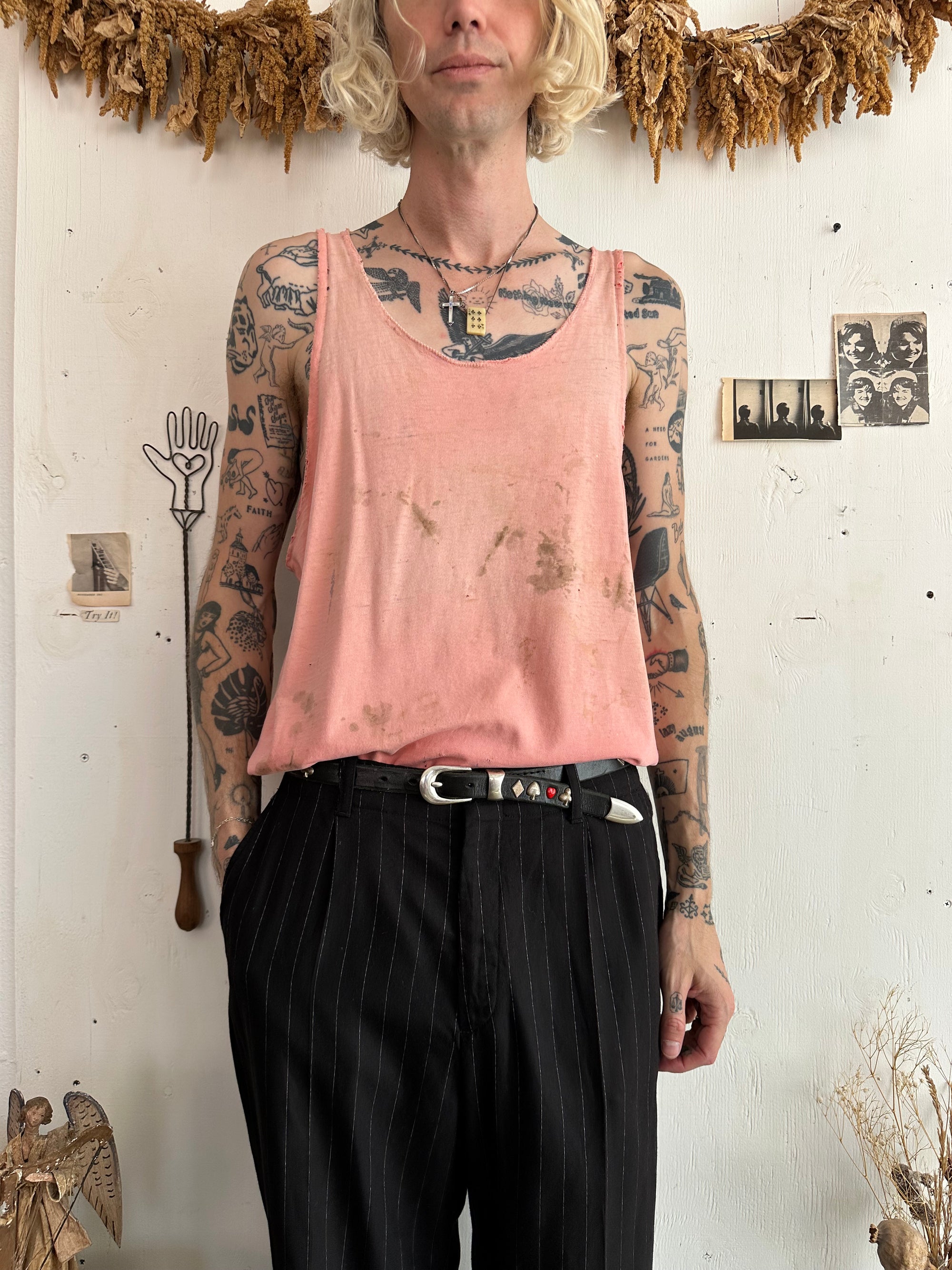 1980s Thrashed Pink Tank Top