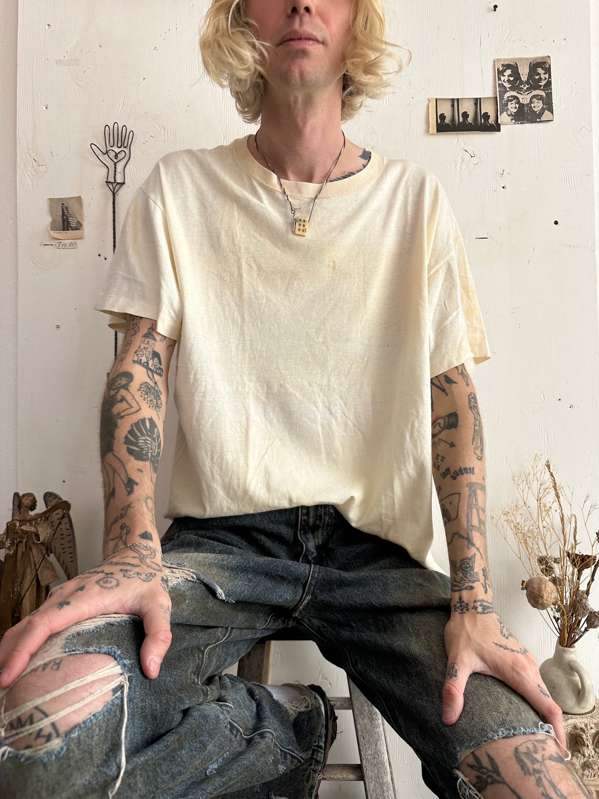 1980s Oversized Thrashed White Blank