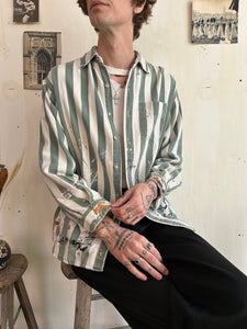 1990s Sunfaded Paint Stained Striped Shirt (L)