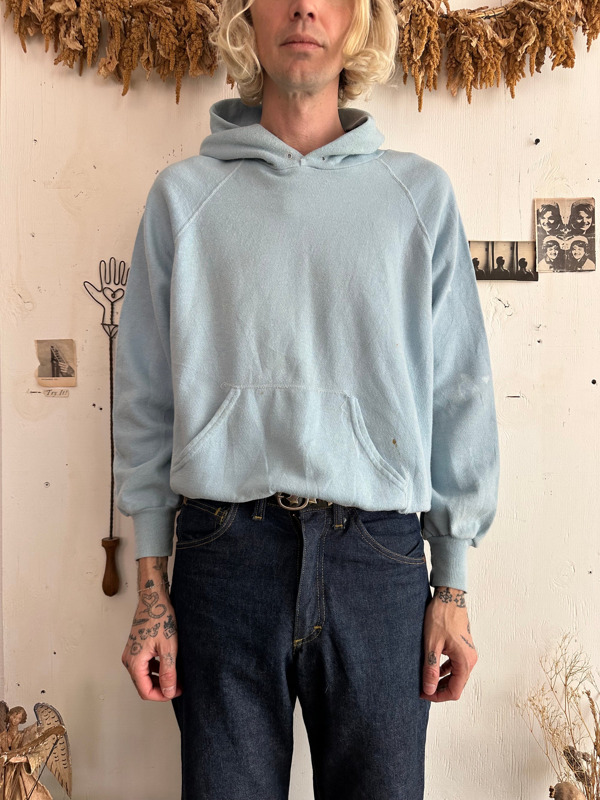 1980s Light Blue Hoodie