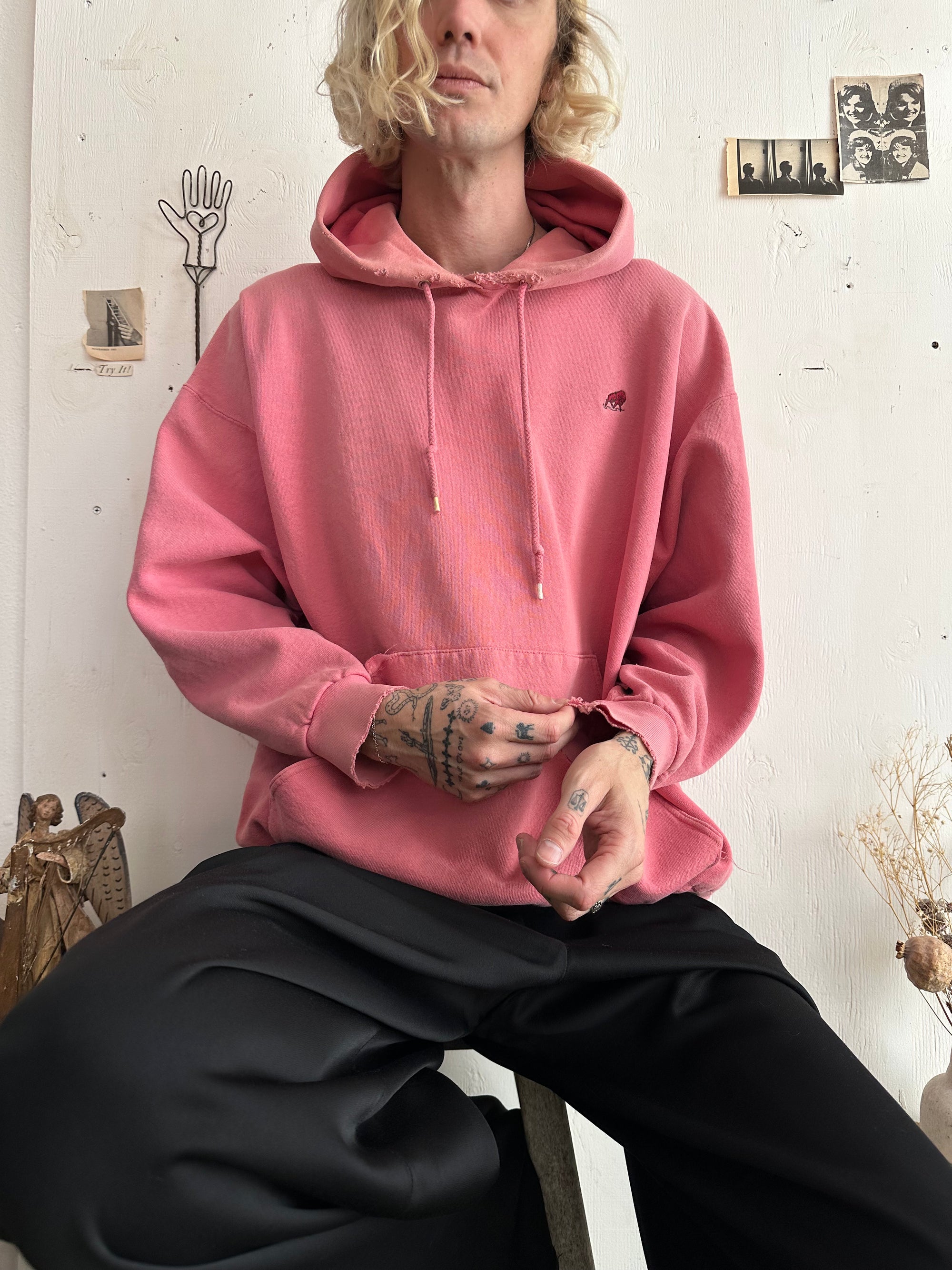 1990s Sunfaded Pink Cotton Hoodie
