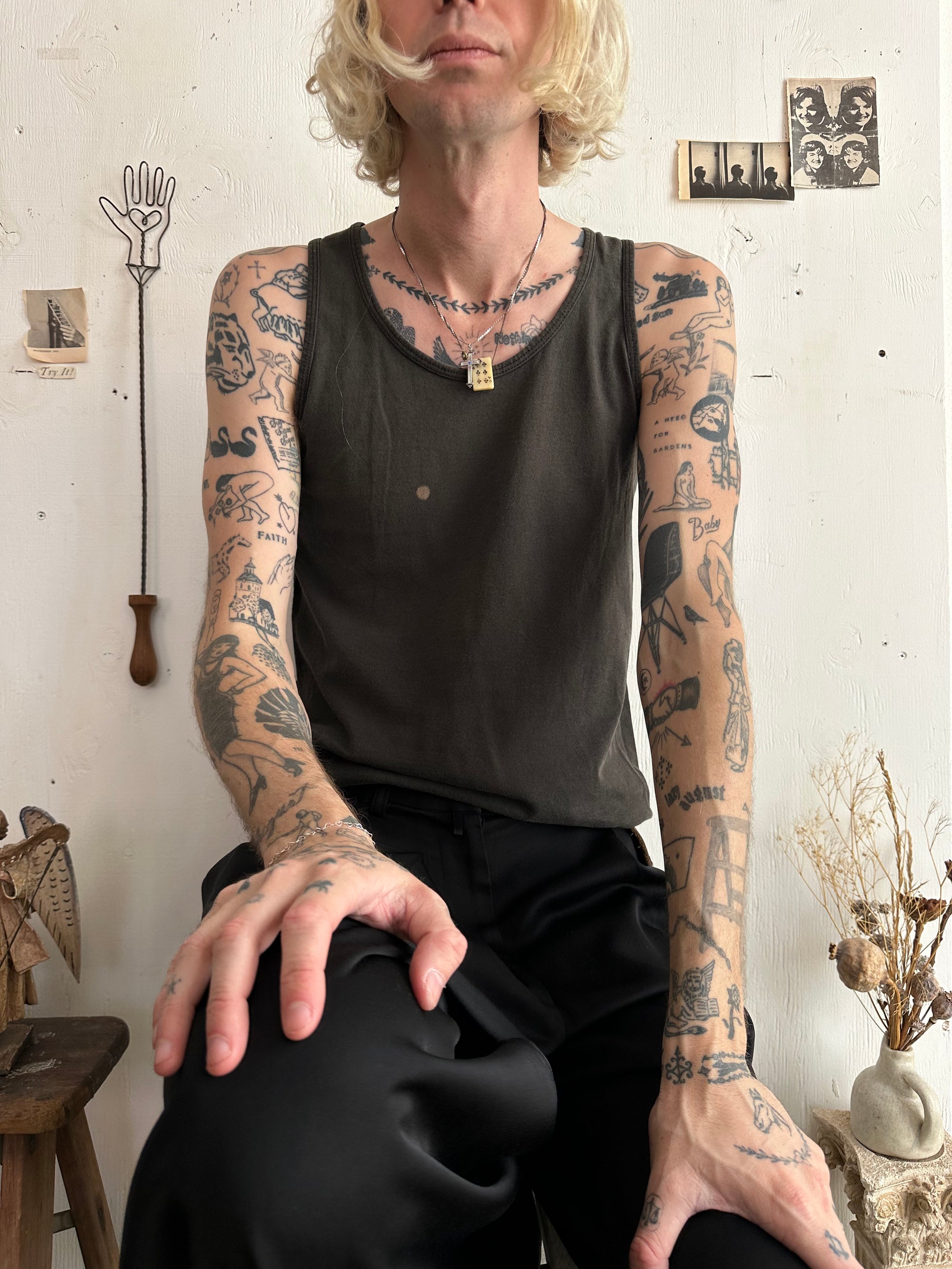 1990s Sunfaded Black Tank Top