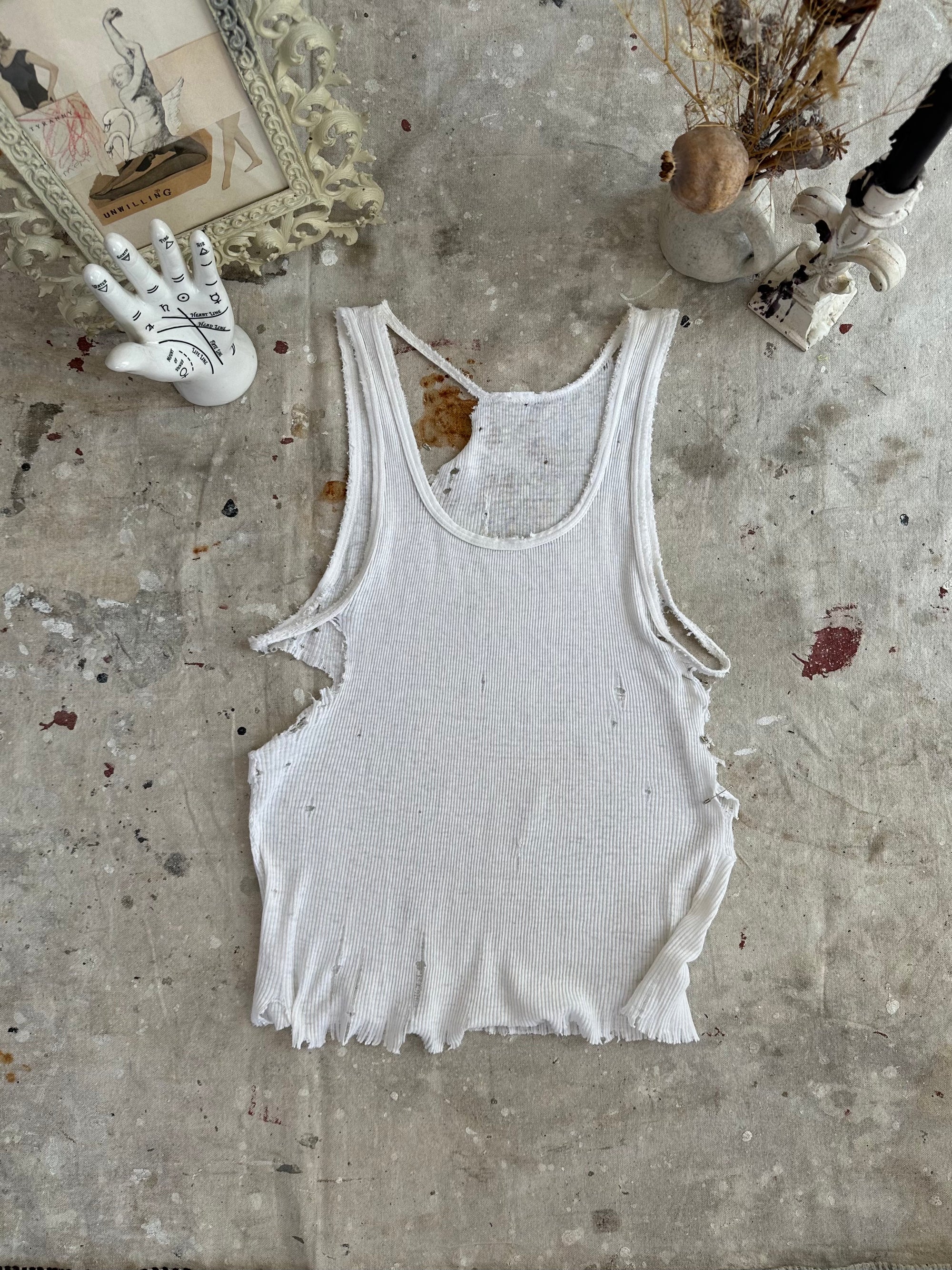 1970s Perfect Thrashed Ribbed Tank Top