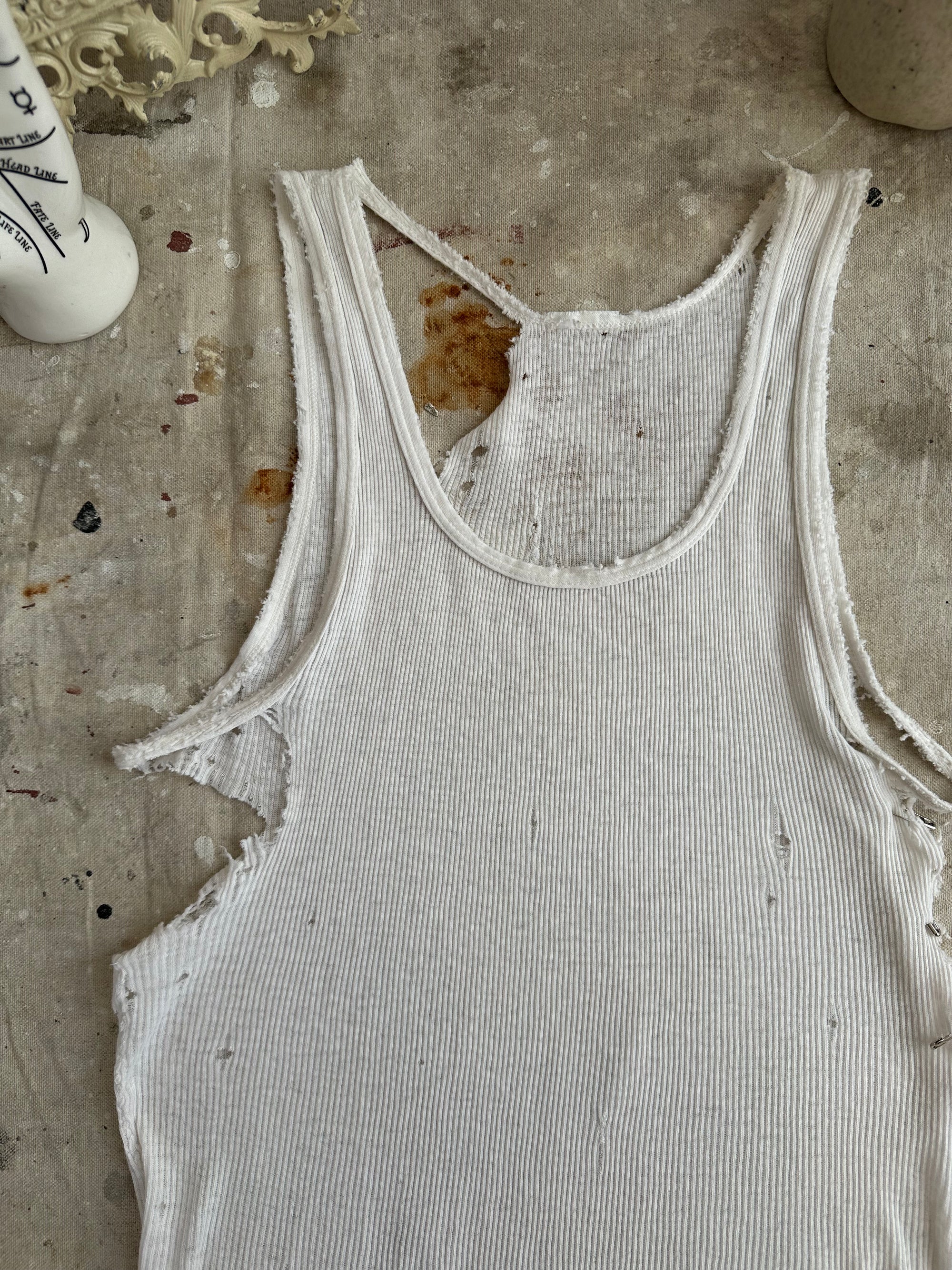 1970s Perfect Thrashed Ribbed Tank Top