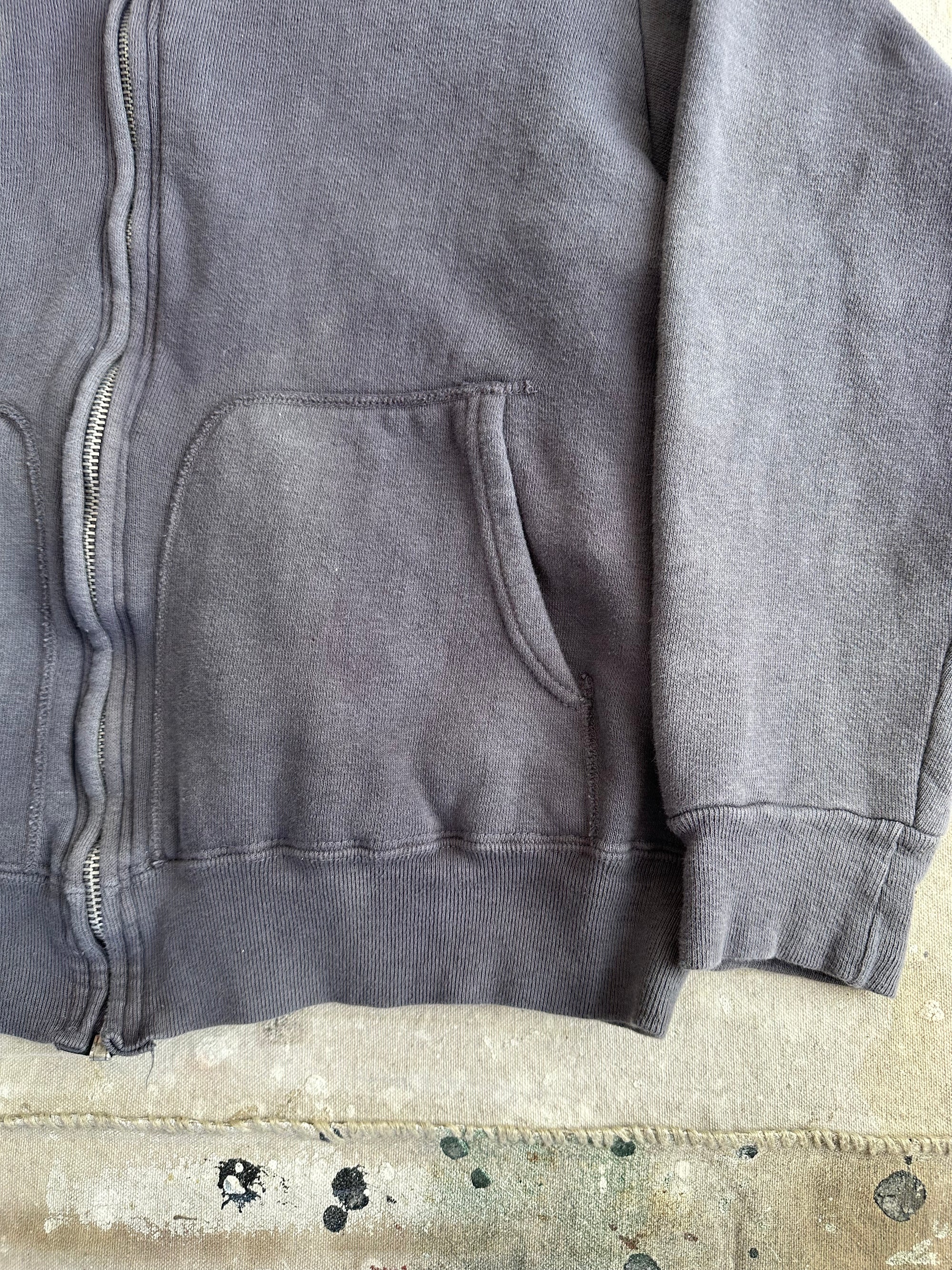 1960s All Cotton Midnight Black Zip Up Hoodie