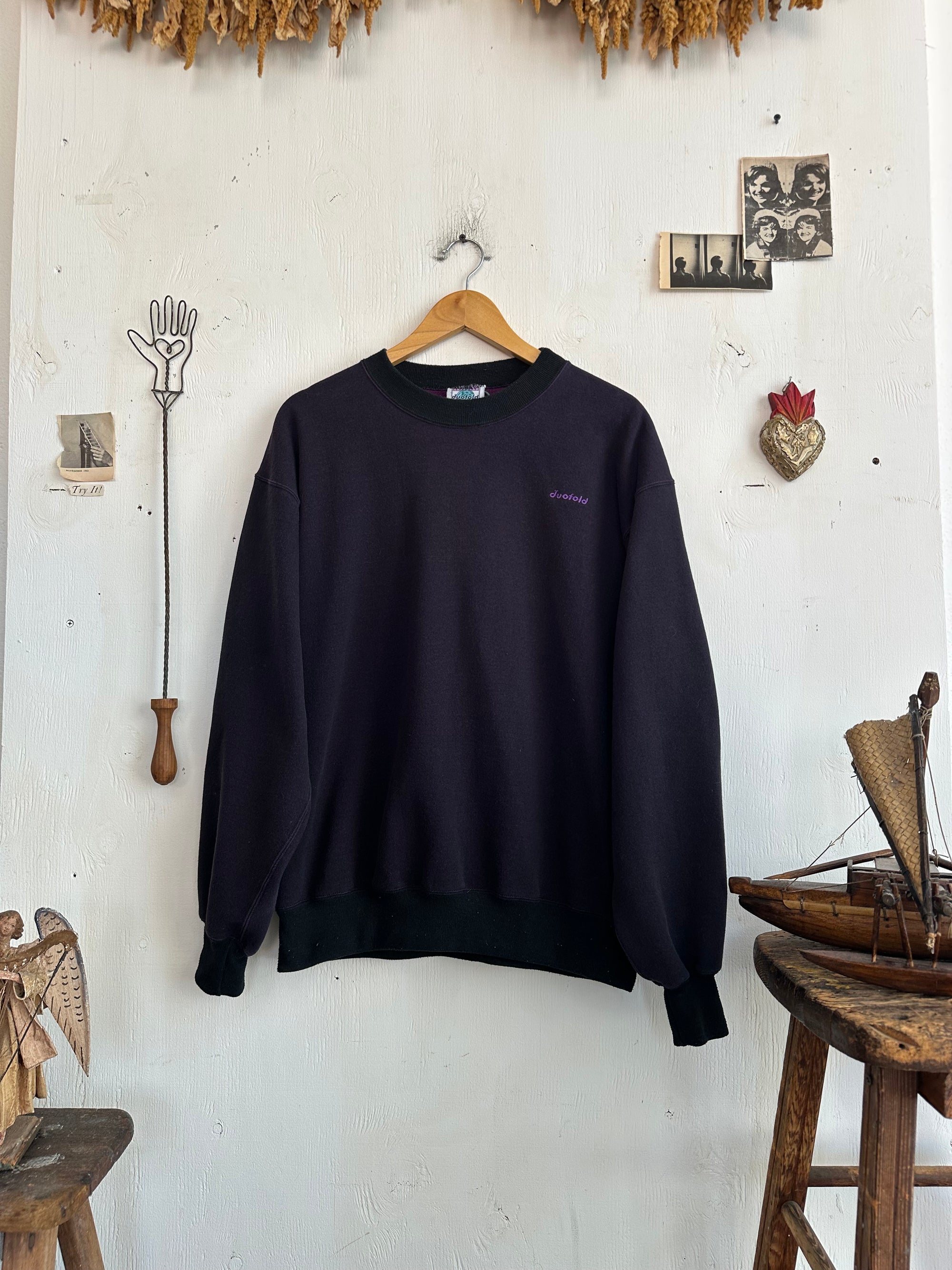 1980s Two-Tone Purple Black Crewneck
