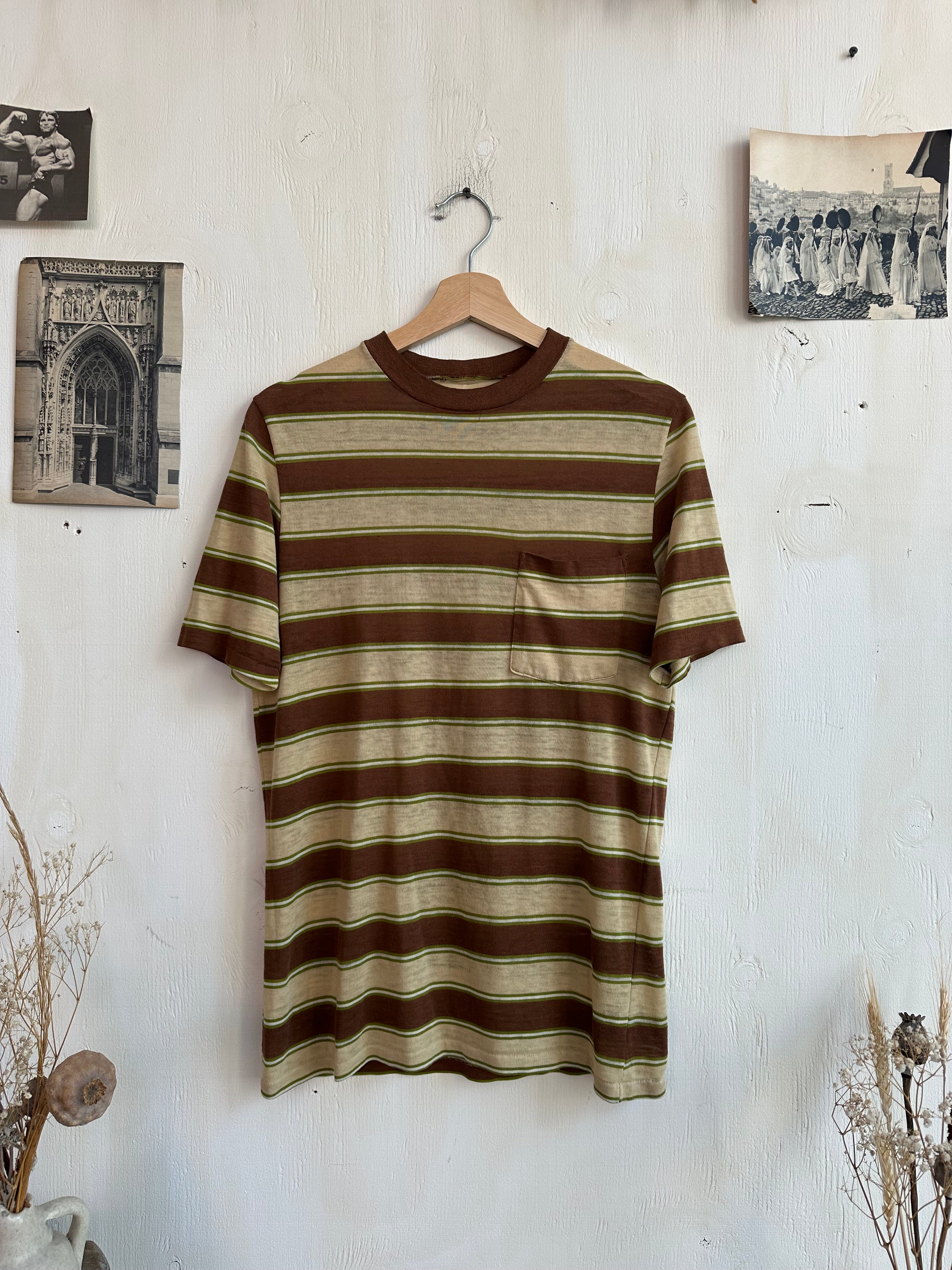 1970s Paper Thin Striped Pocket Tee (M/L)
