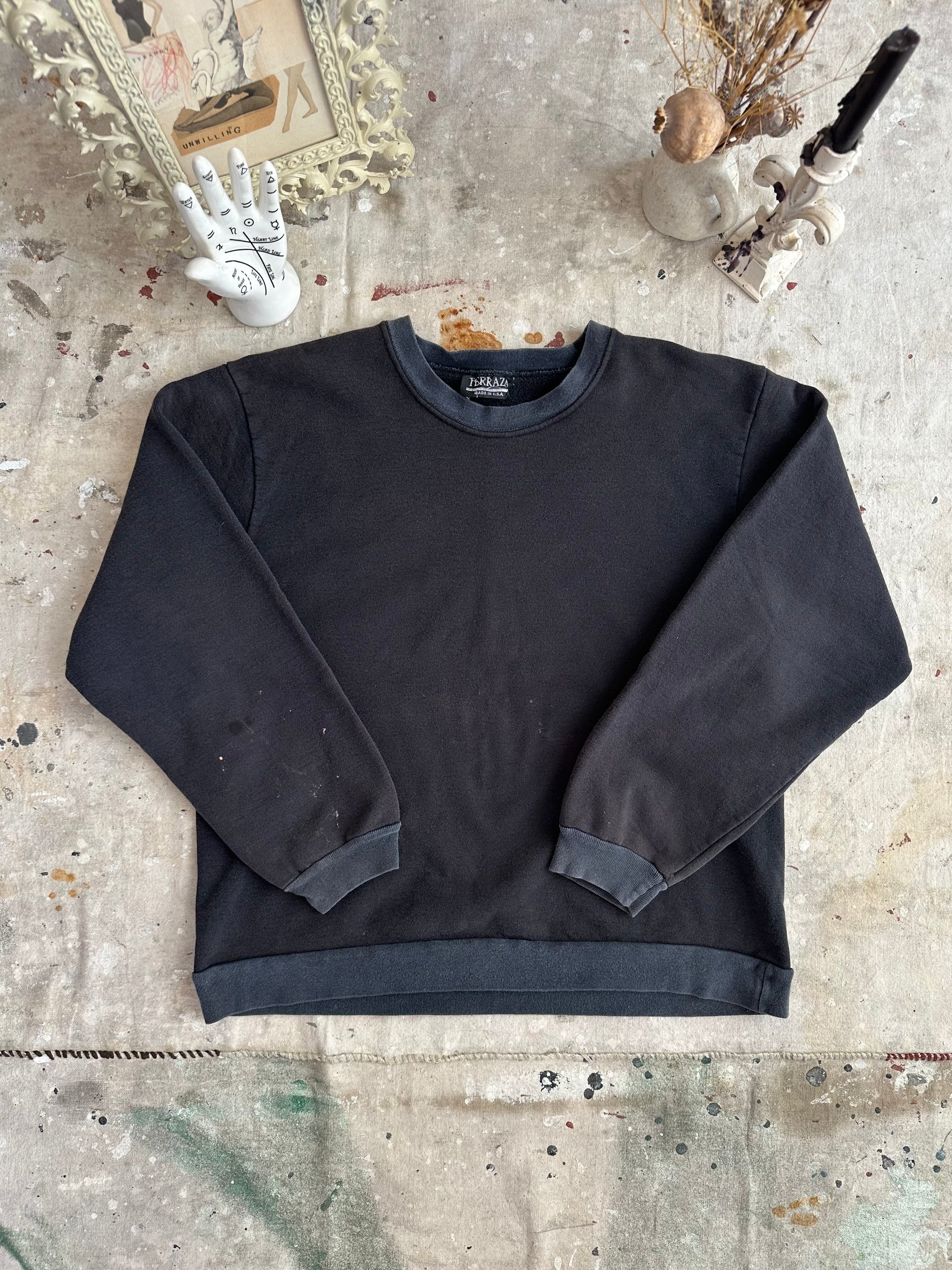 1980s Two-Toned Black Crewneck