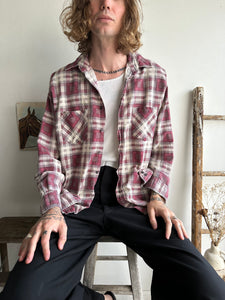 1990s Well-Worn Red Plaid Flannel (XL)