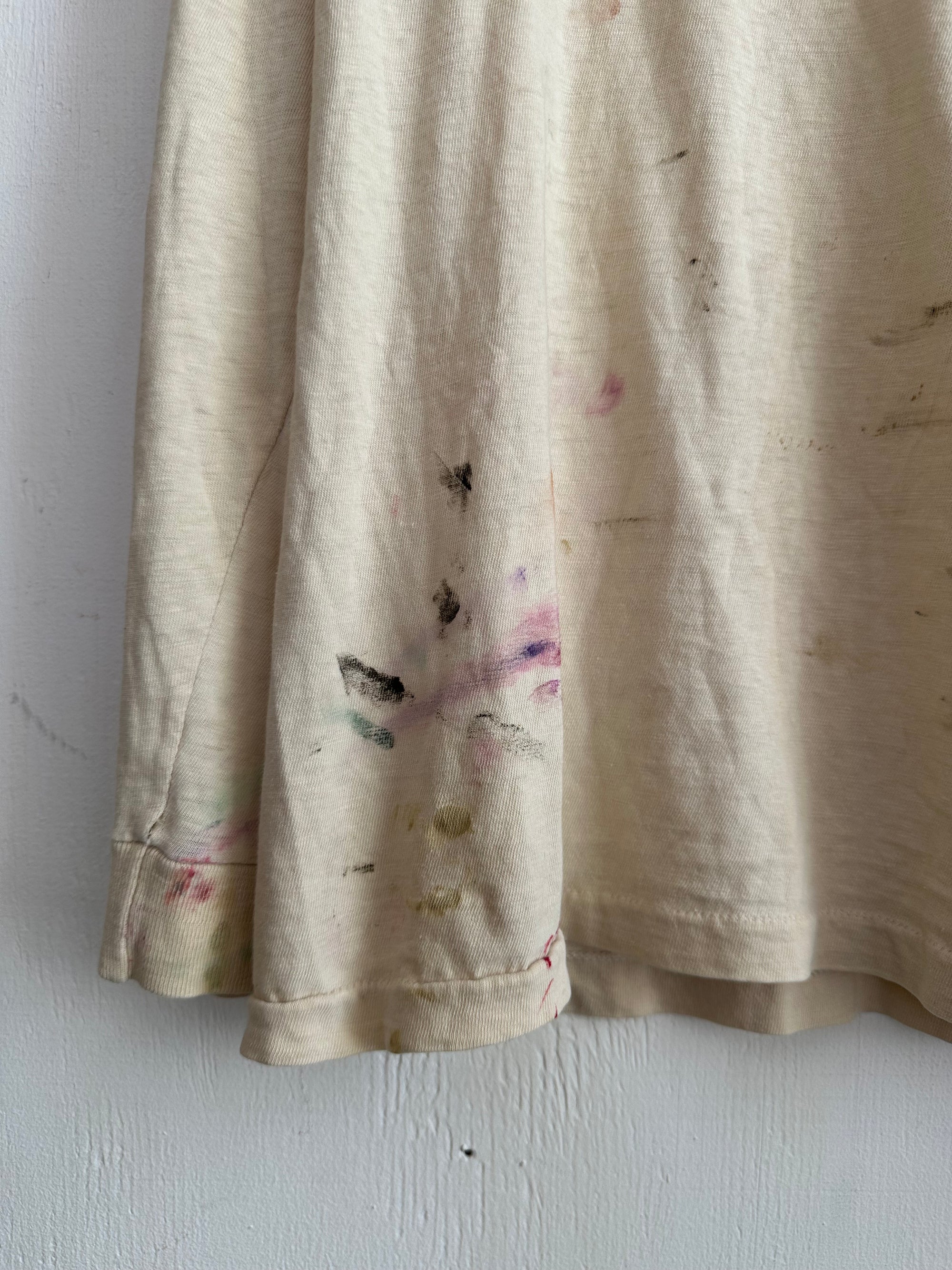 1970s Thrashed Discolored White Long Sleeve