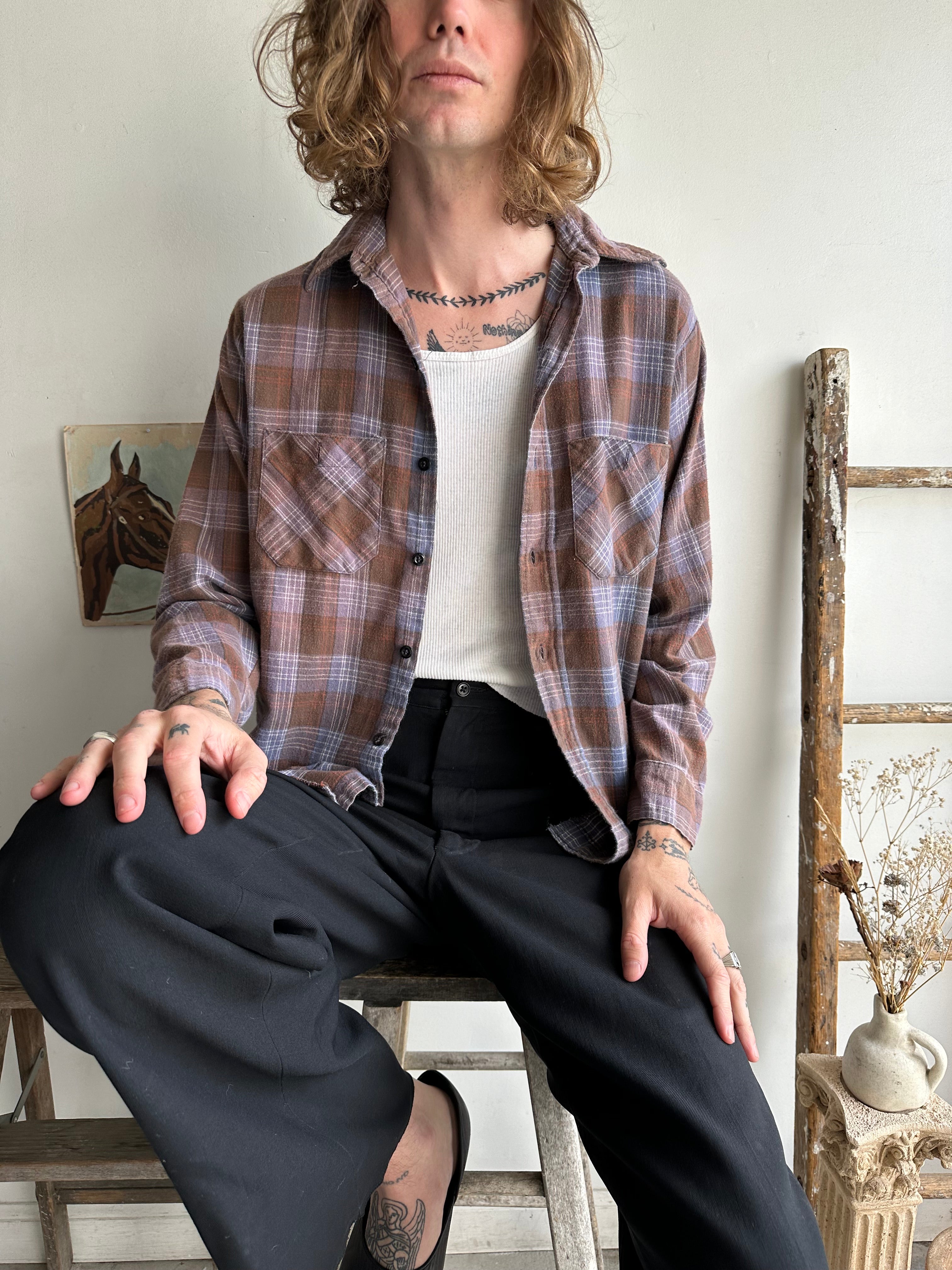 1980s Well-Worn Brown Flannel (Boxy M/L)