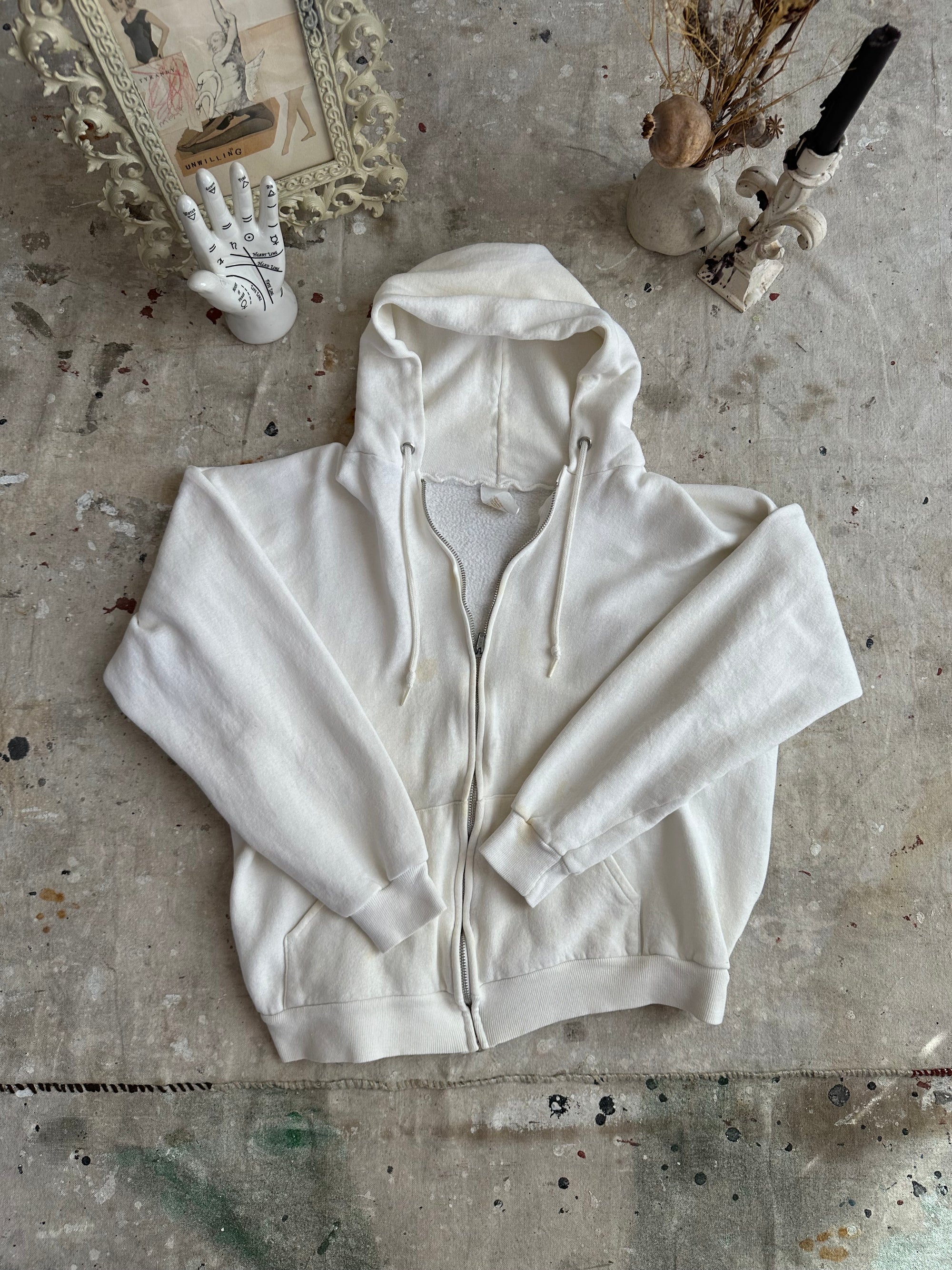 1970s White Zip Up