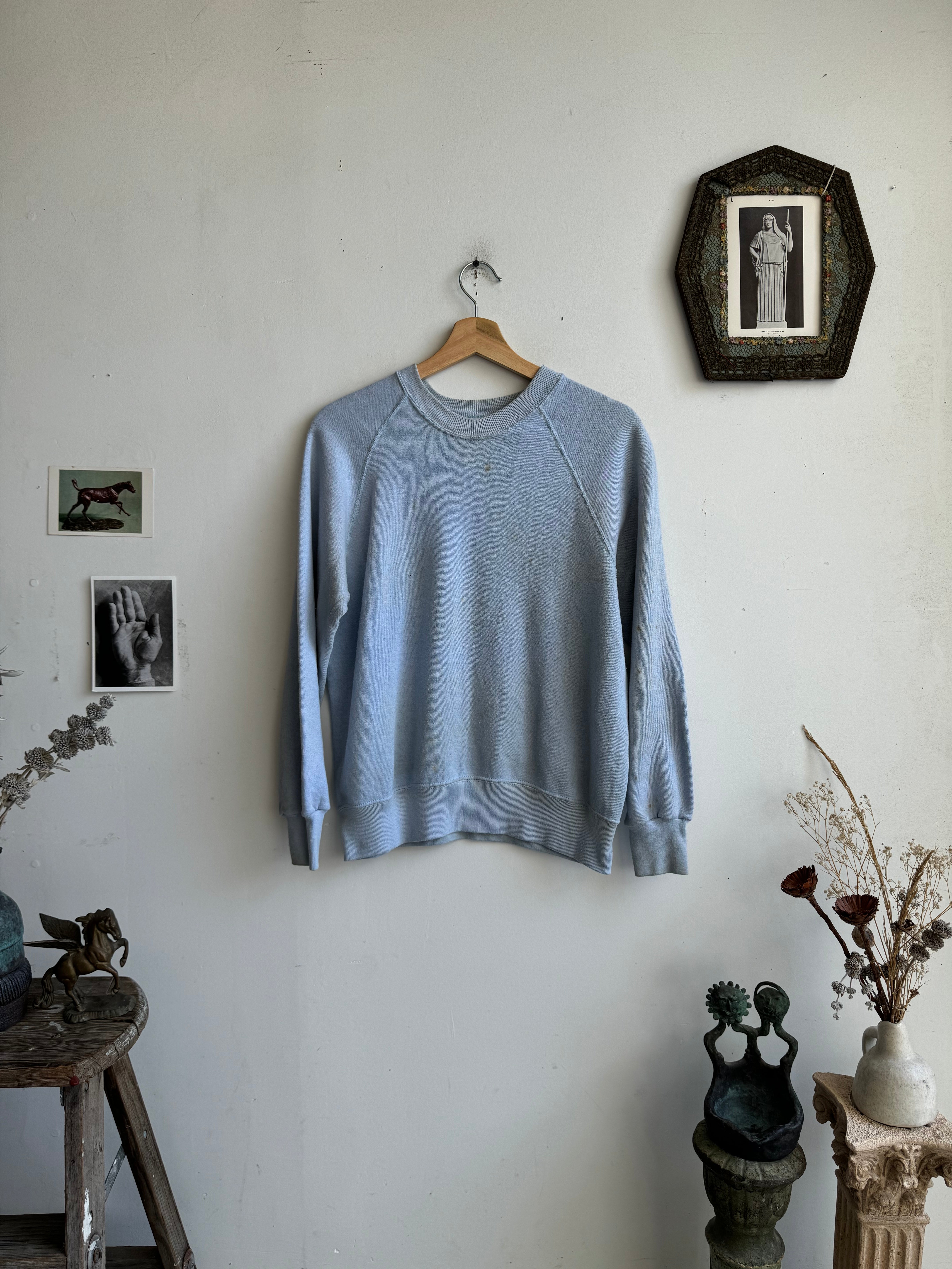 1980s Faded Baby Blue Sweatshirt (M)