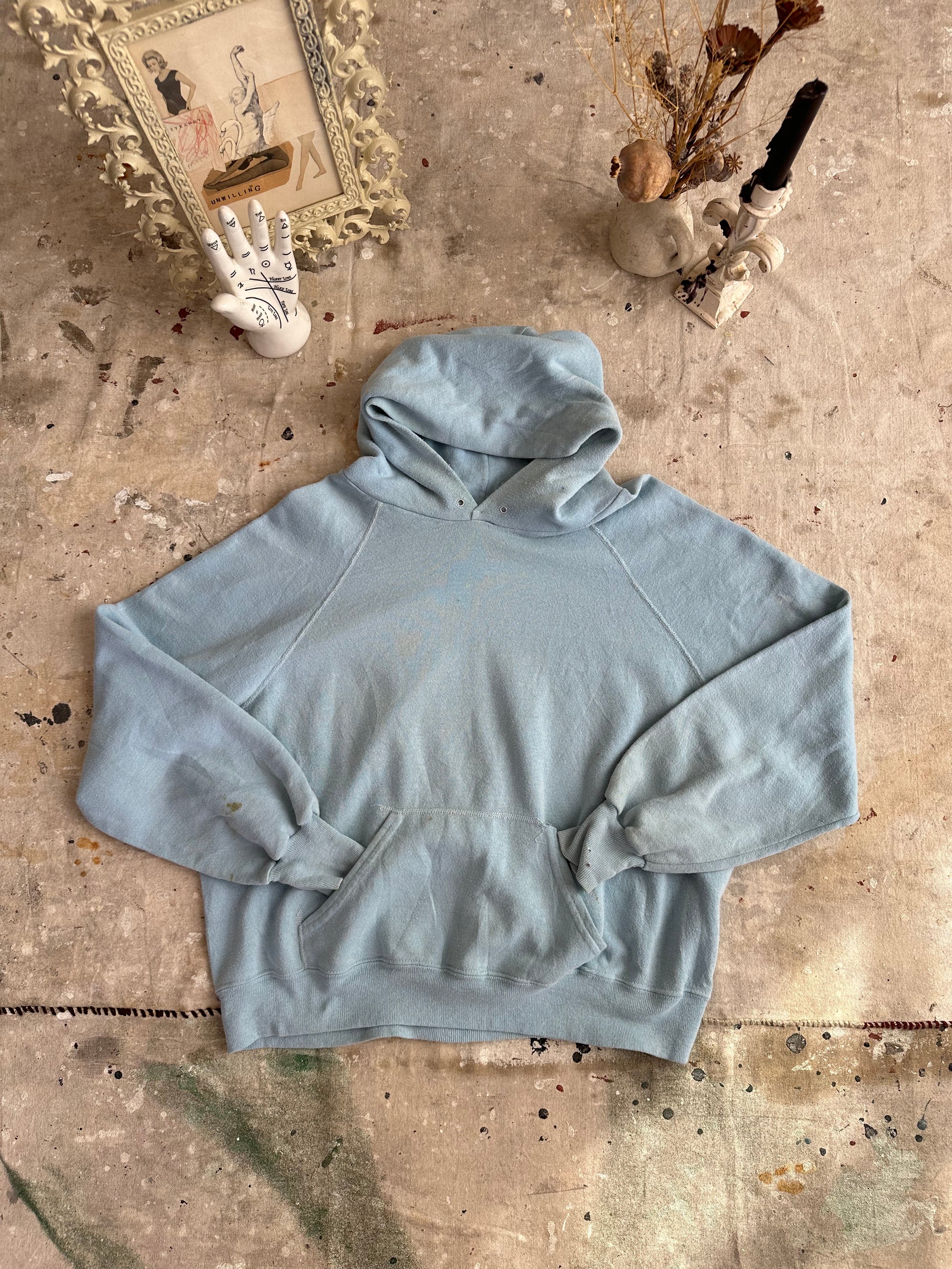 1980s Light Blue Hoodie