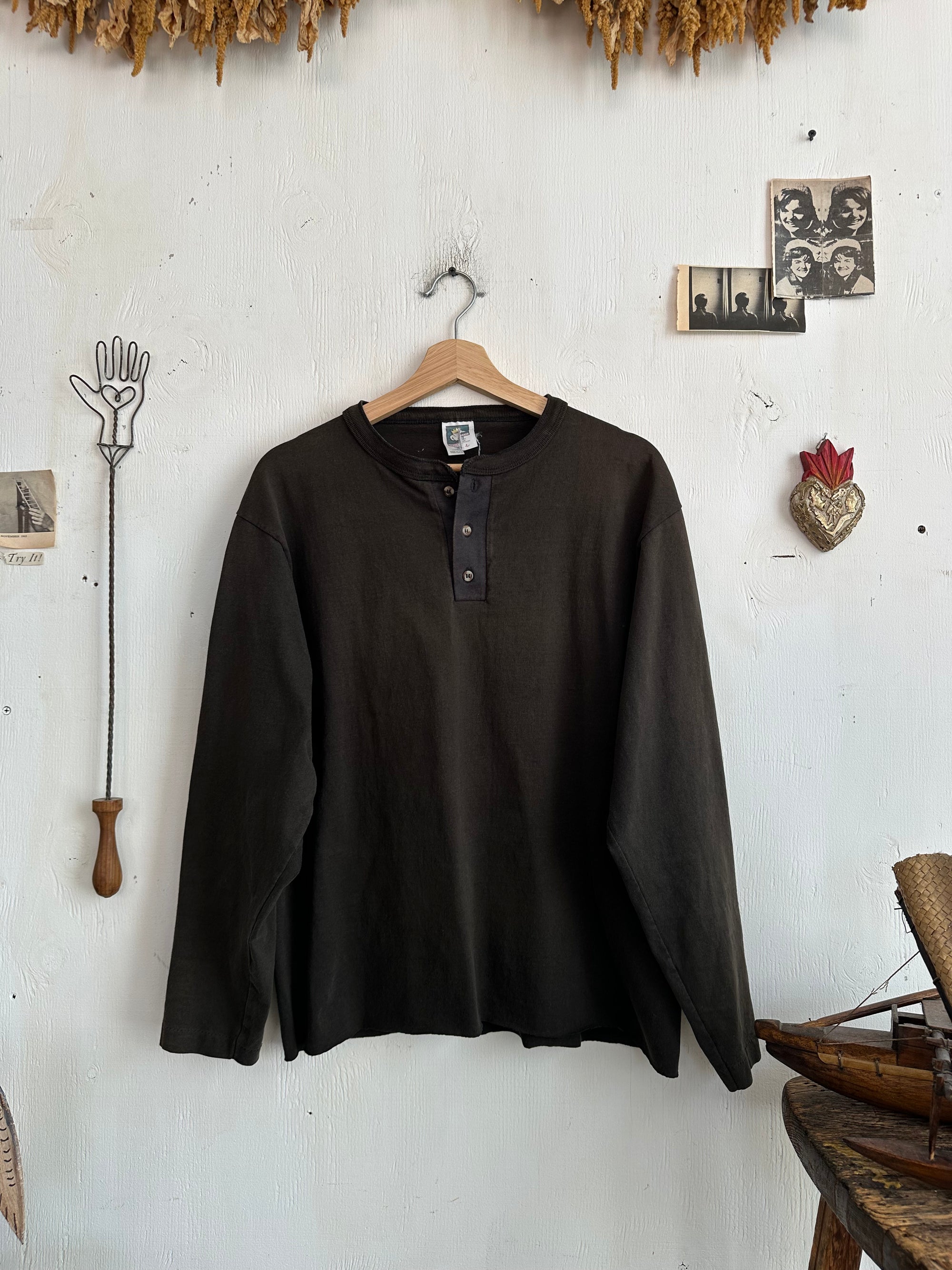 1990s Sunfaded Black Henley