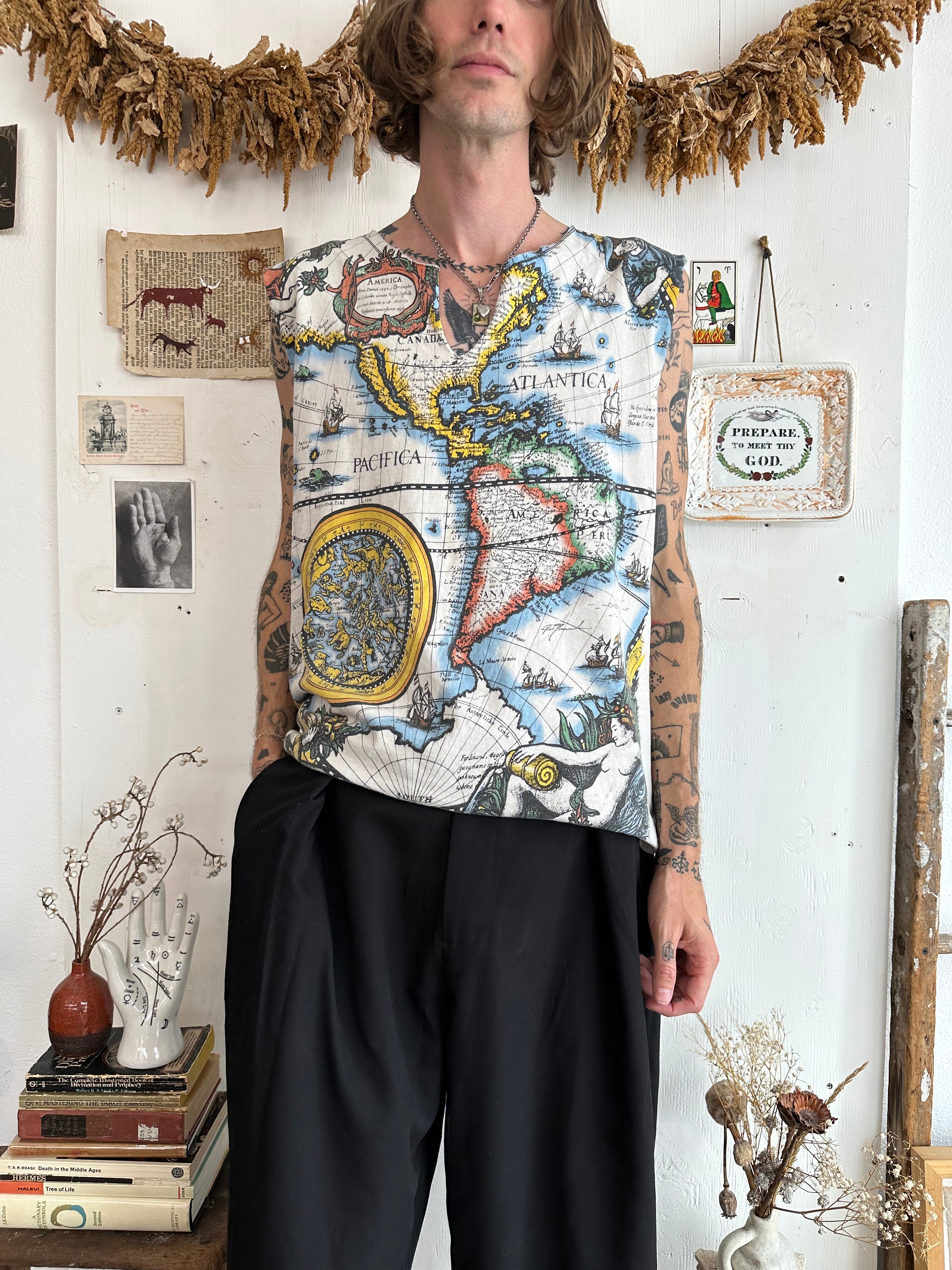 1990s World Map Muscle Tee (L)