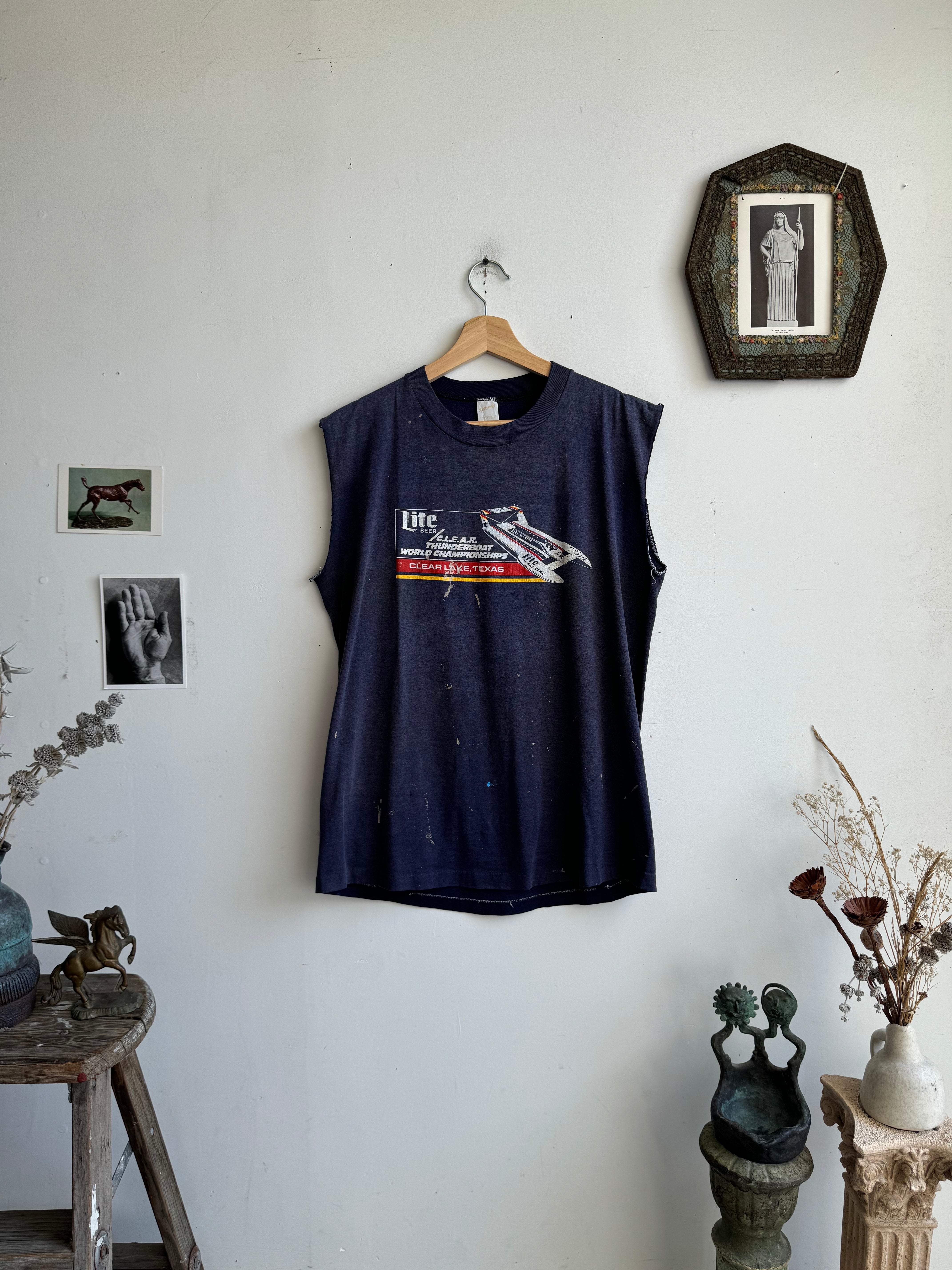 1980s Sunfaded Boat Race Miller Lite Muscle Tee (L)