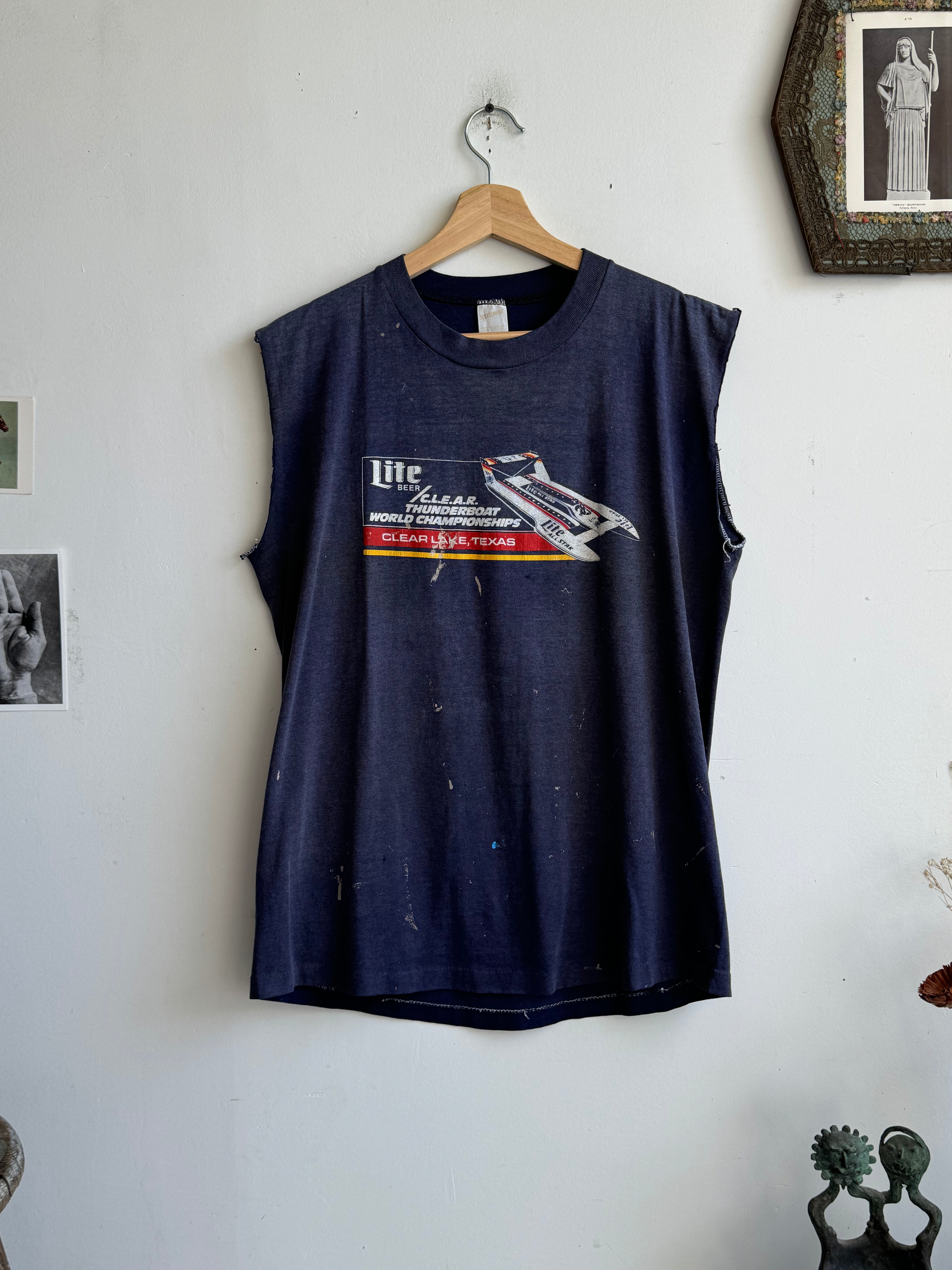 1980s Sunfaded Boat Race Miller Lite Muscle Tee (L)